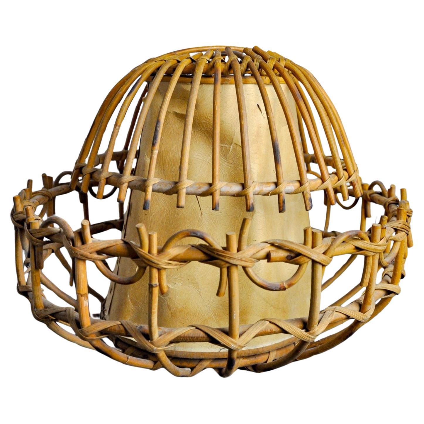Lampada da tavolo in rattan, arte popolare, Francia, 1960