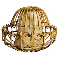 Rattan table lamp, folk art, France, 1960