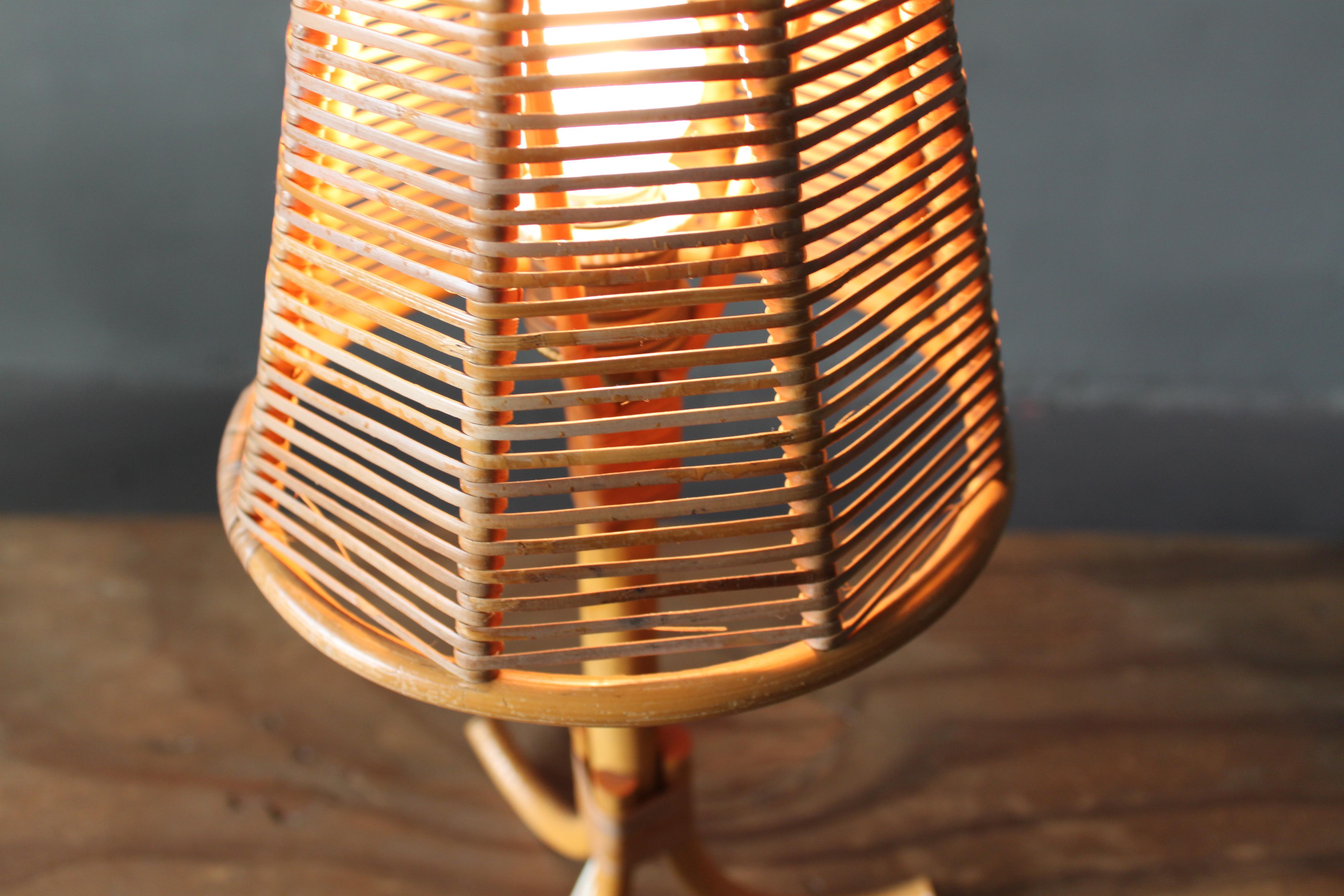 French Provincial Rattan Table Lamp, France, circa 1956