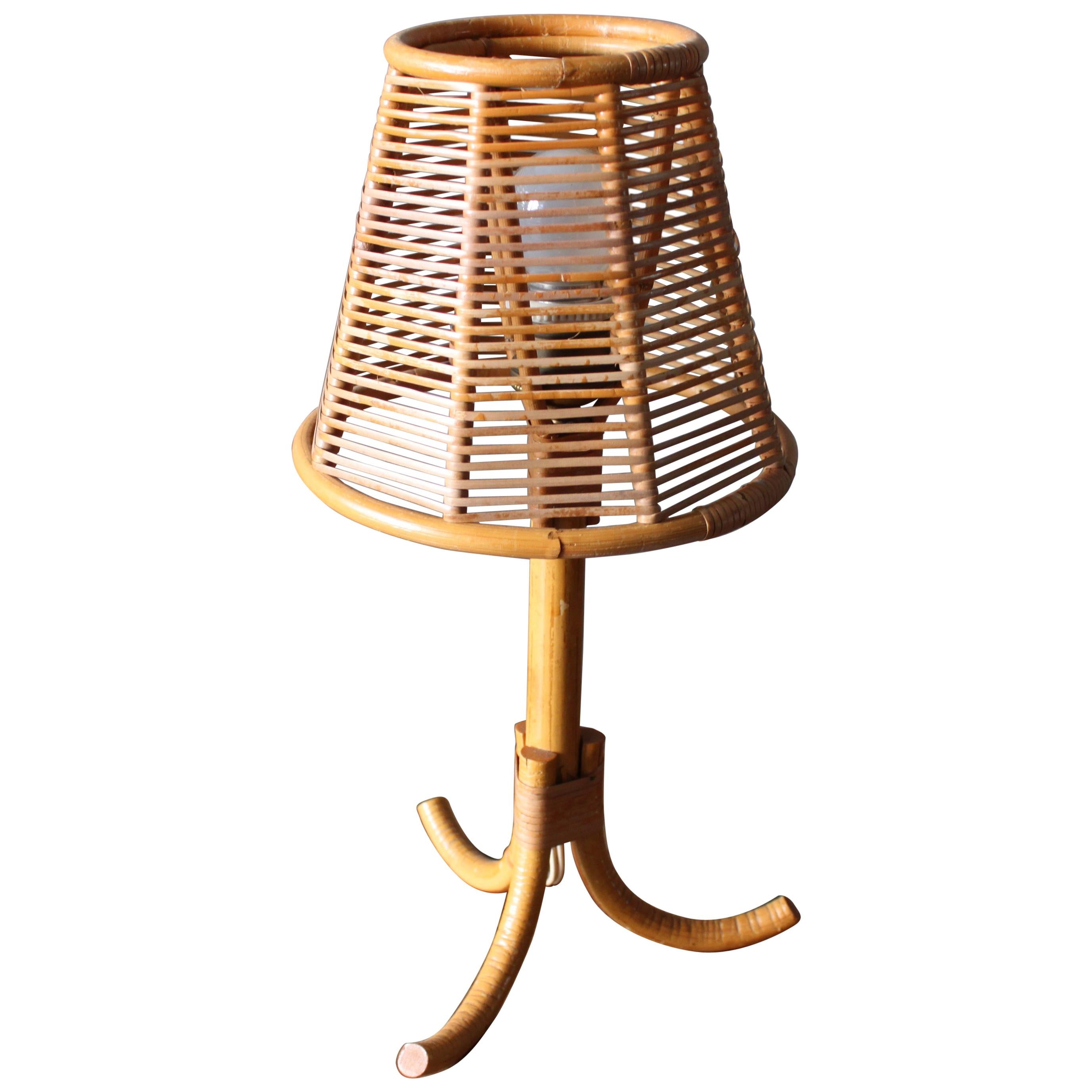 Rattan Table Lamp, France, circa 1956