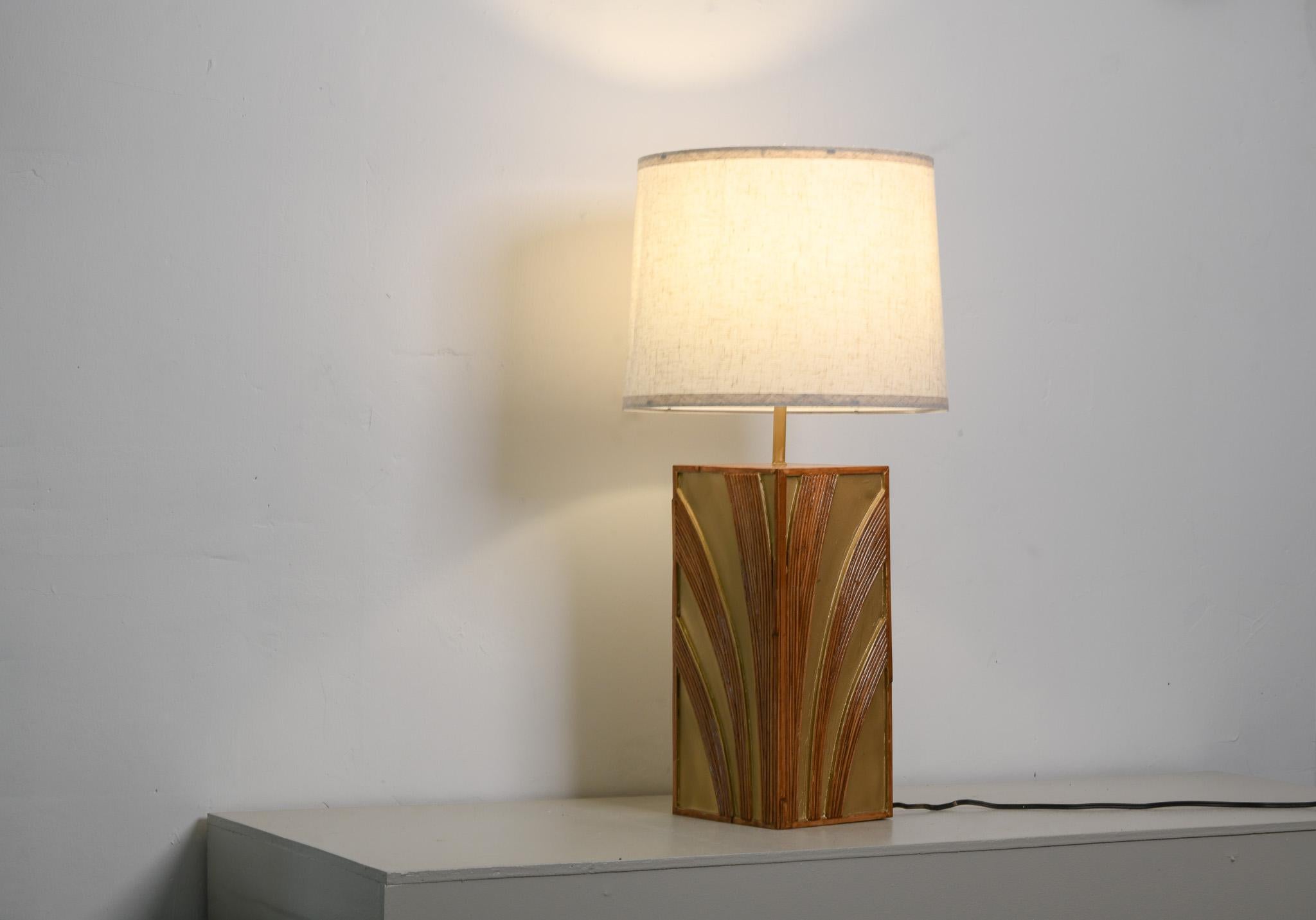 Fait main Lampe à poser en rotin Style modernité du milieu du siècle dernier en vente