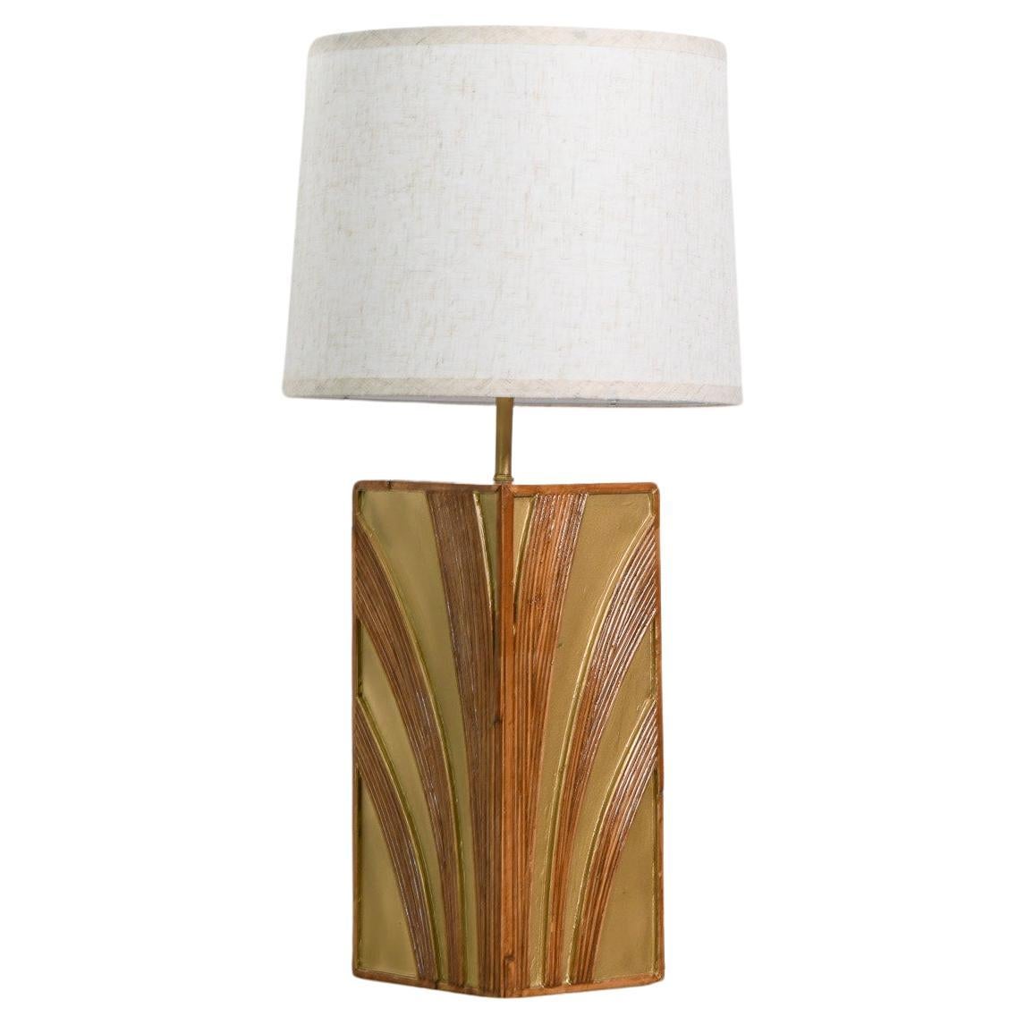 Lámpara de mesa de ratán estilo Mid Century Modern