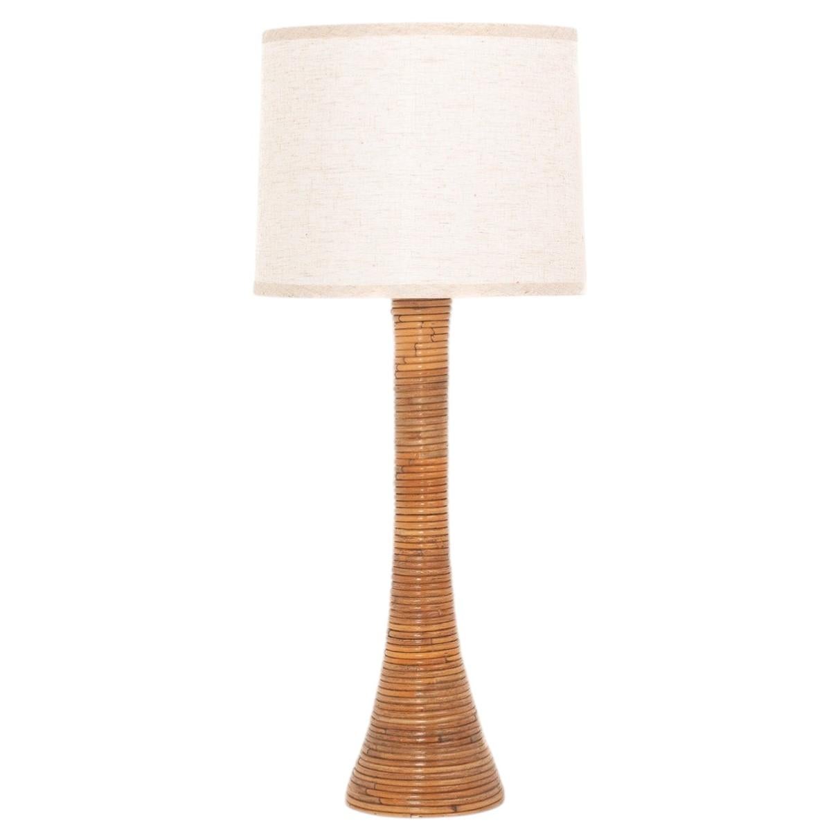 Lampe de table 'Stem' en rotin fabriquée à la main par Bill Parry, Mid-Century Modern en vente