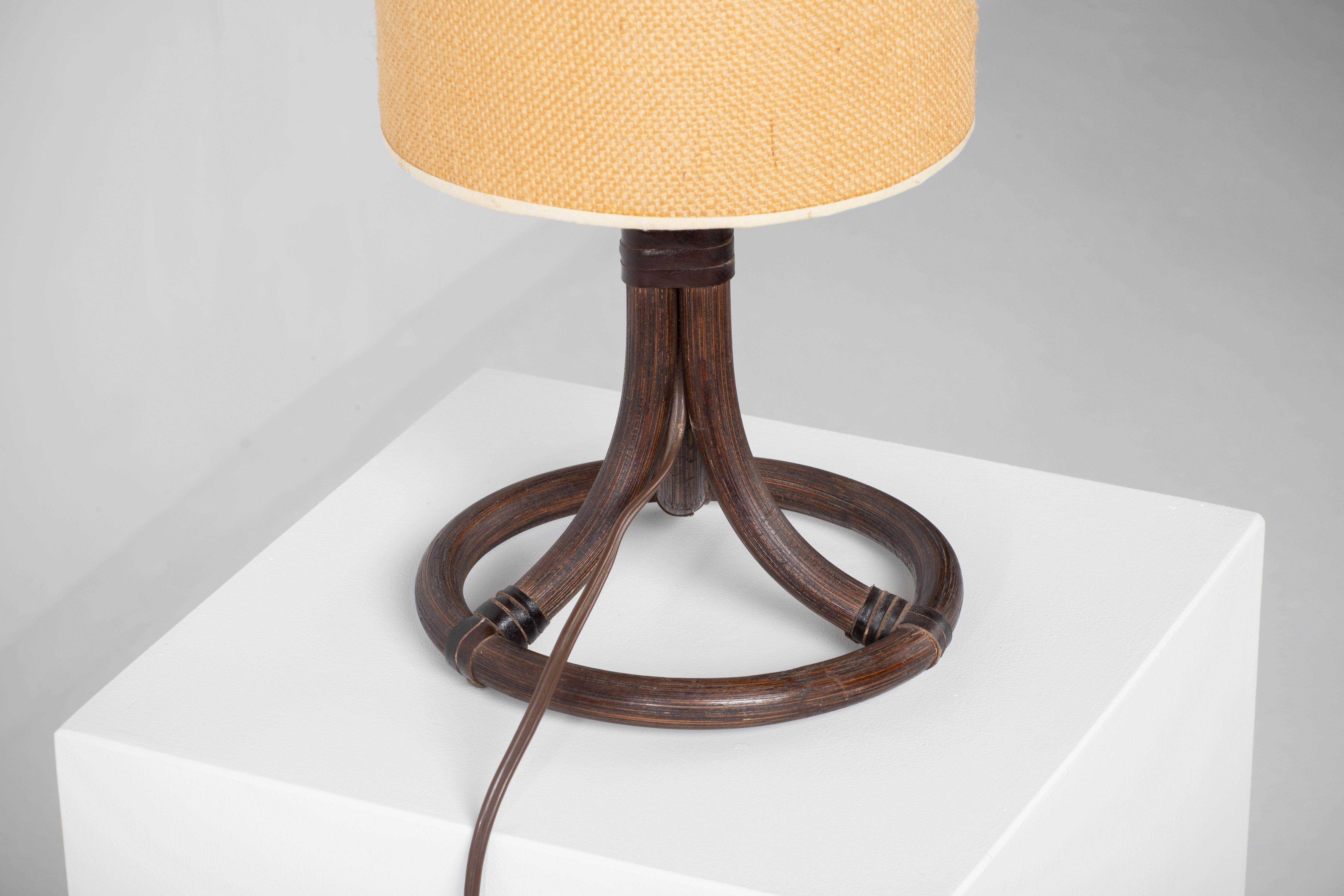 Swedish Rattan Table Lamp, France, 1960s For Sale