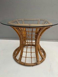 Rattan Table with Glass Top