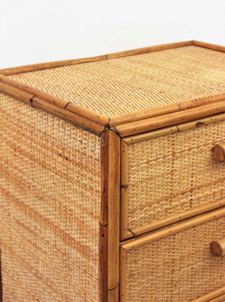 Rattan Tall Boy Dresser, 1960s For Sale at 1stDibs