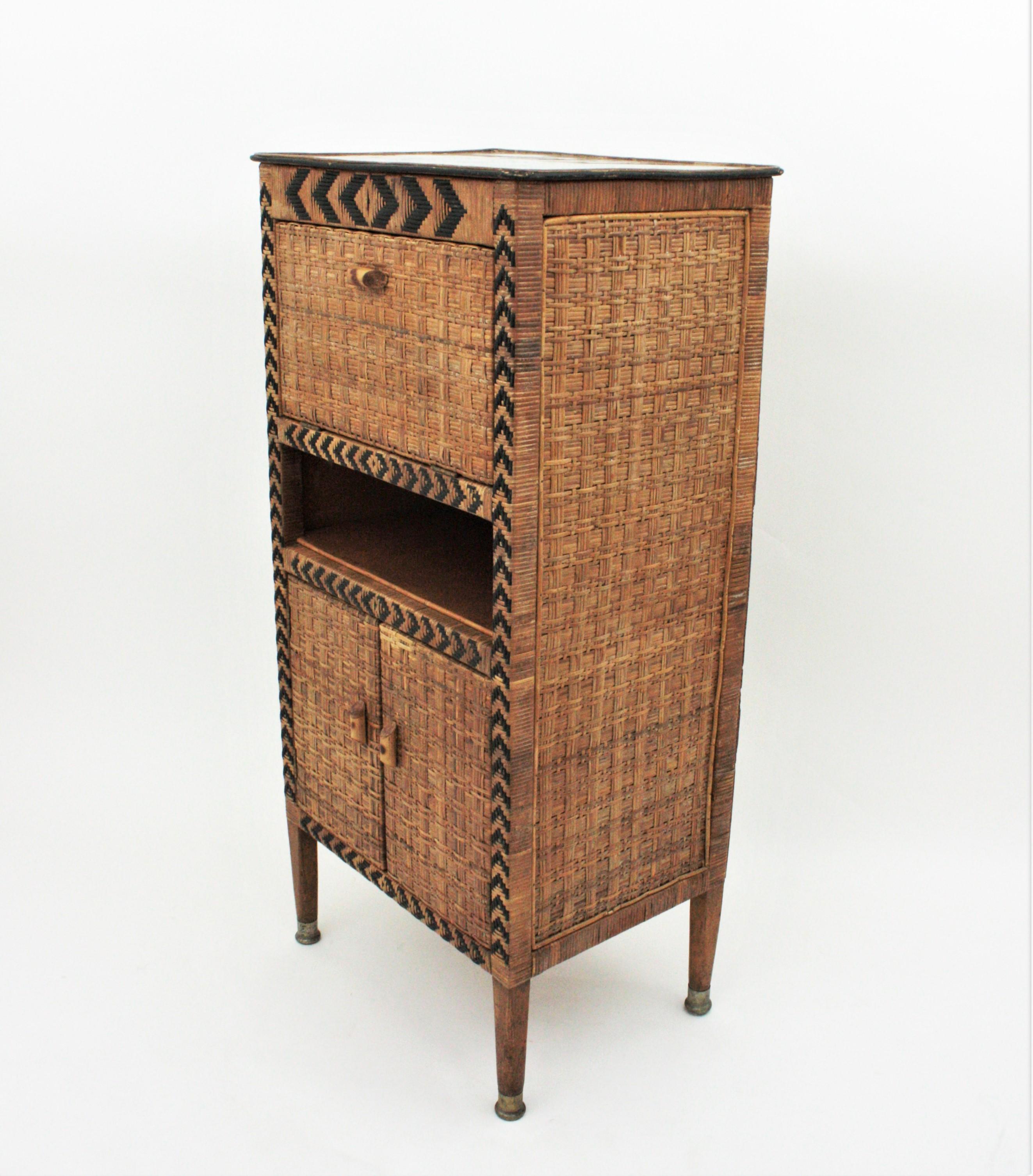 Rattan Tall Cabinet or Dry Bar 1