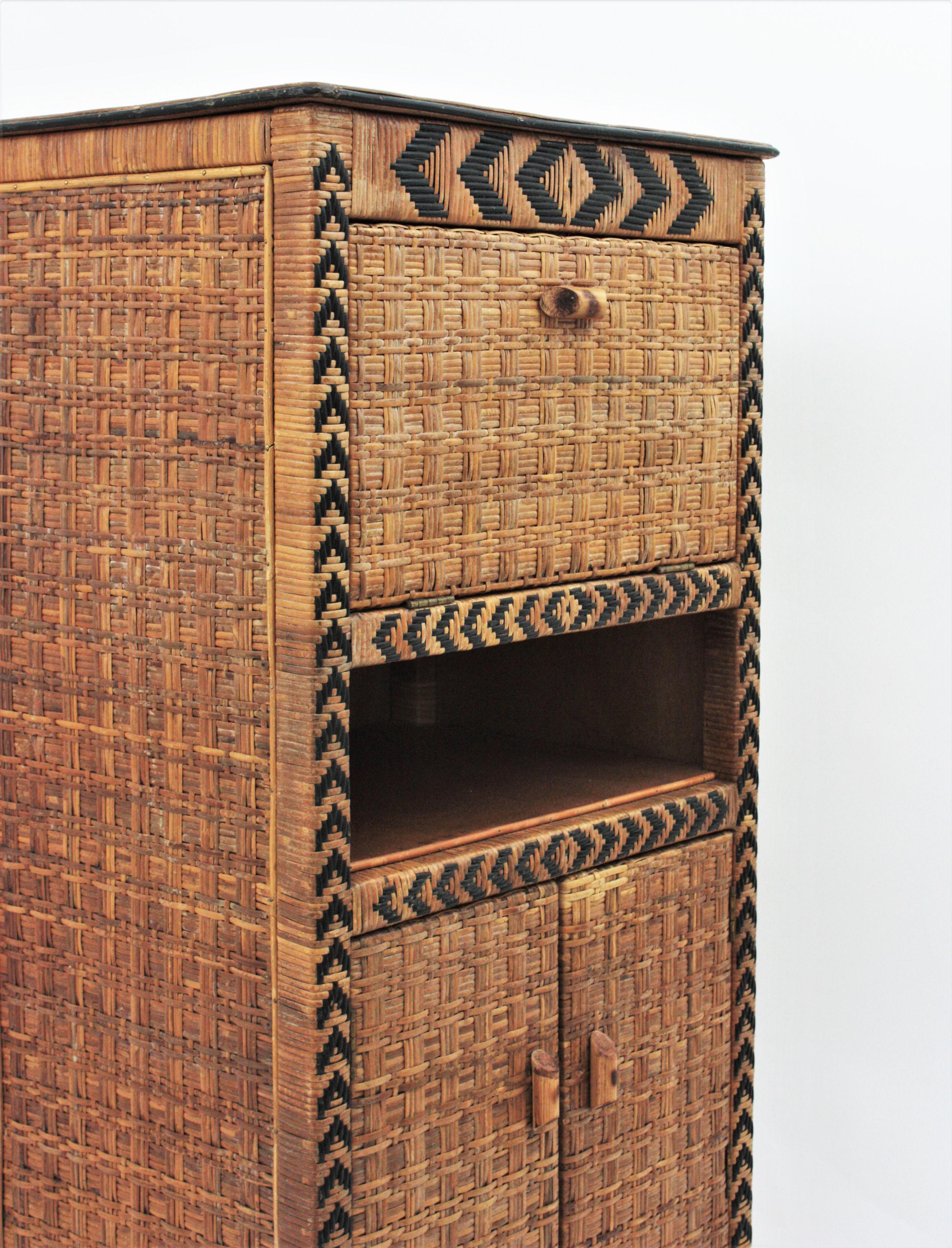 Rattan Tall Cabinet or Dry Bar 3
