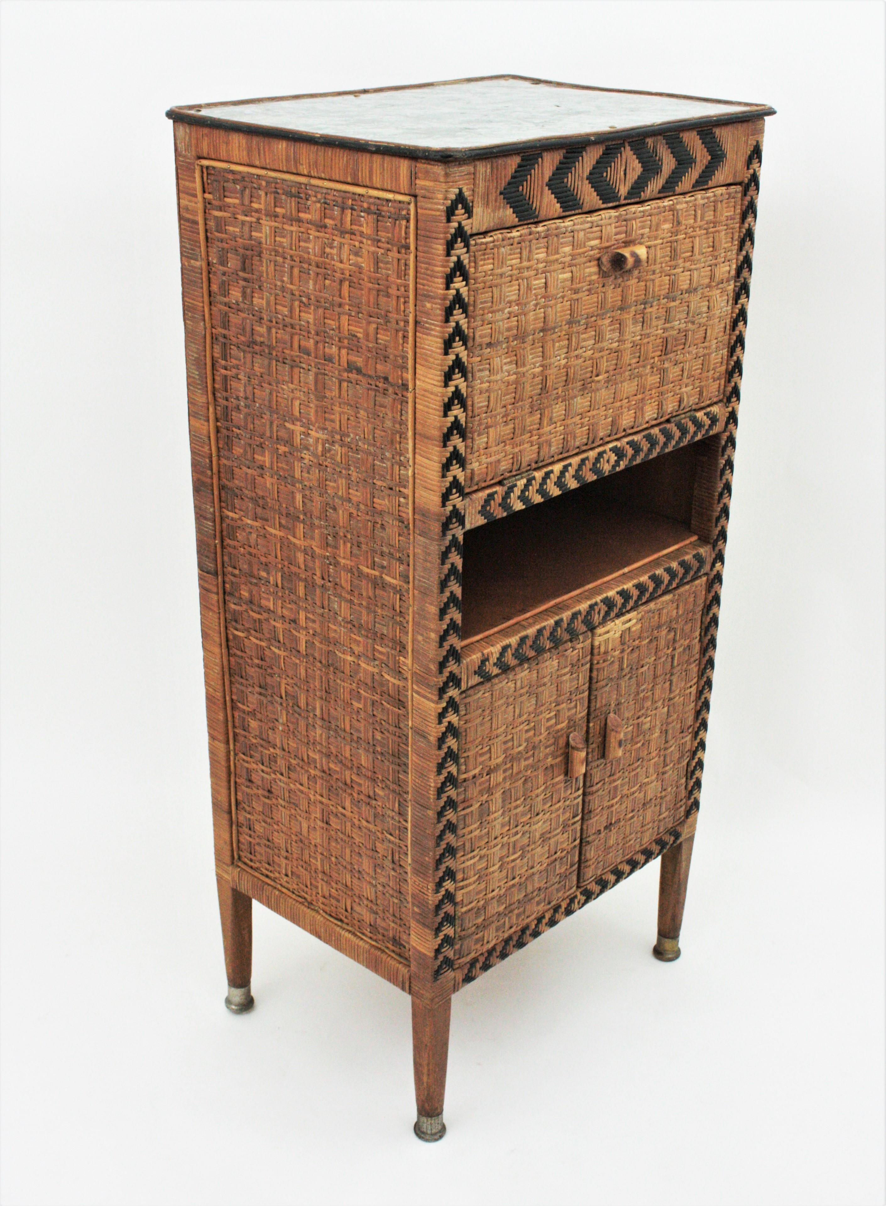 Rattan Tall Cabinet or Dry Bar 4