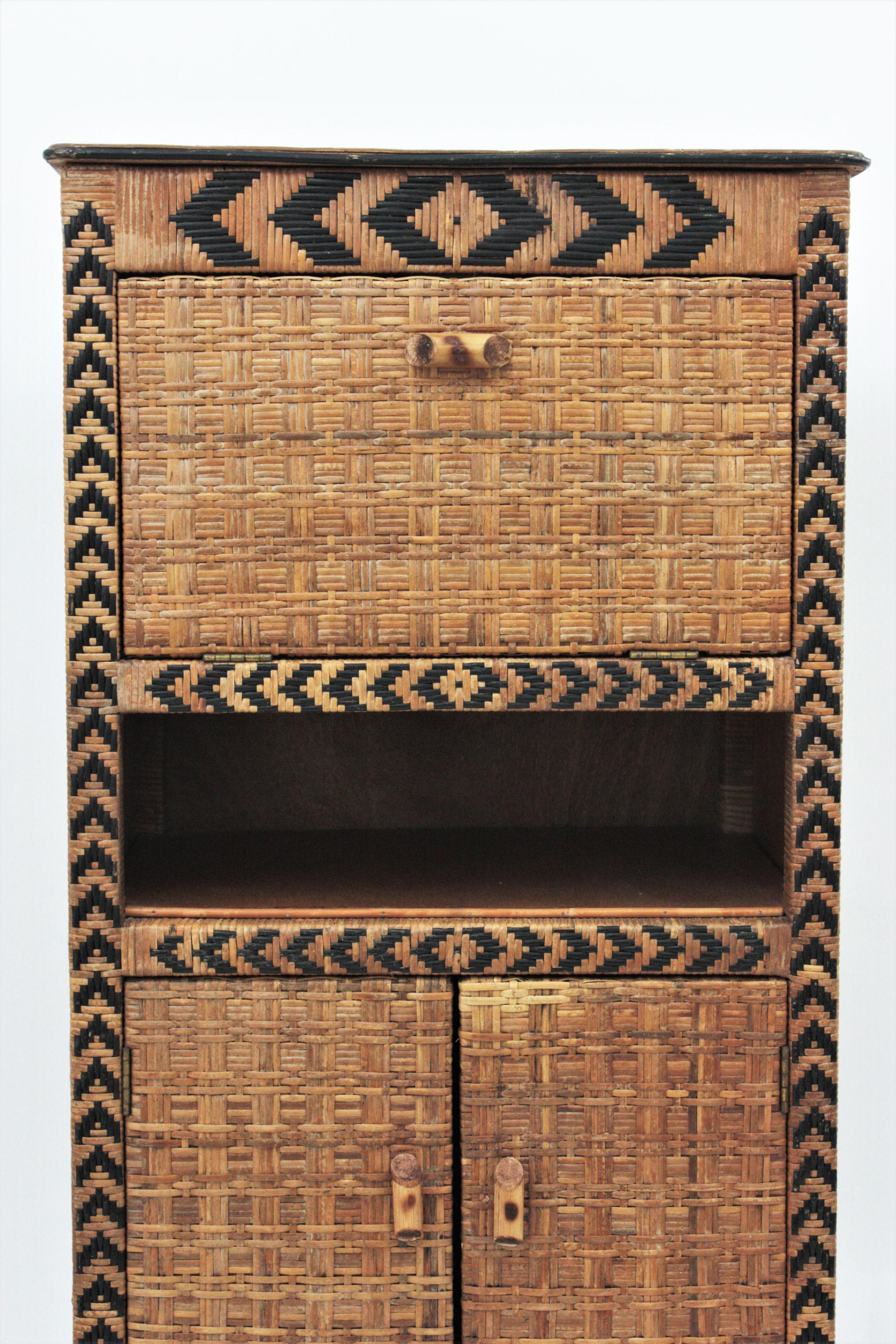 tall wicker cabinet