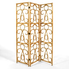 Rattan Three-Panel Folding Screen
