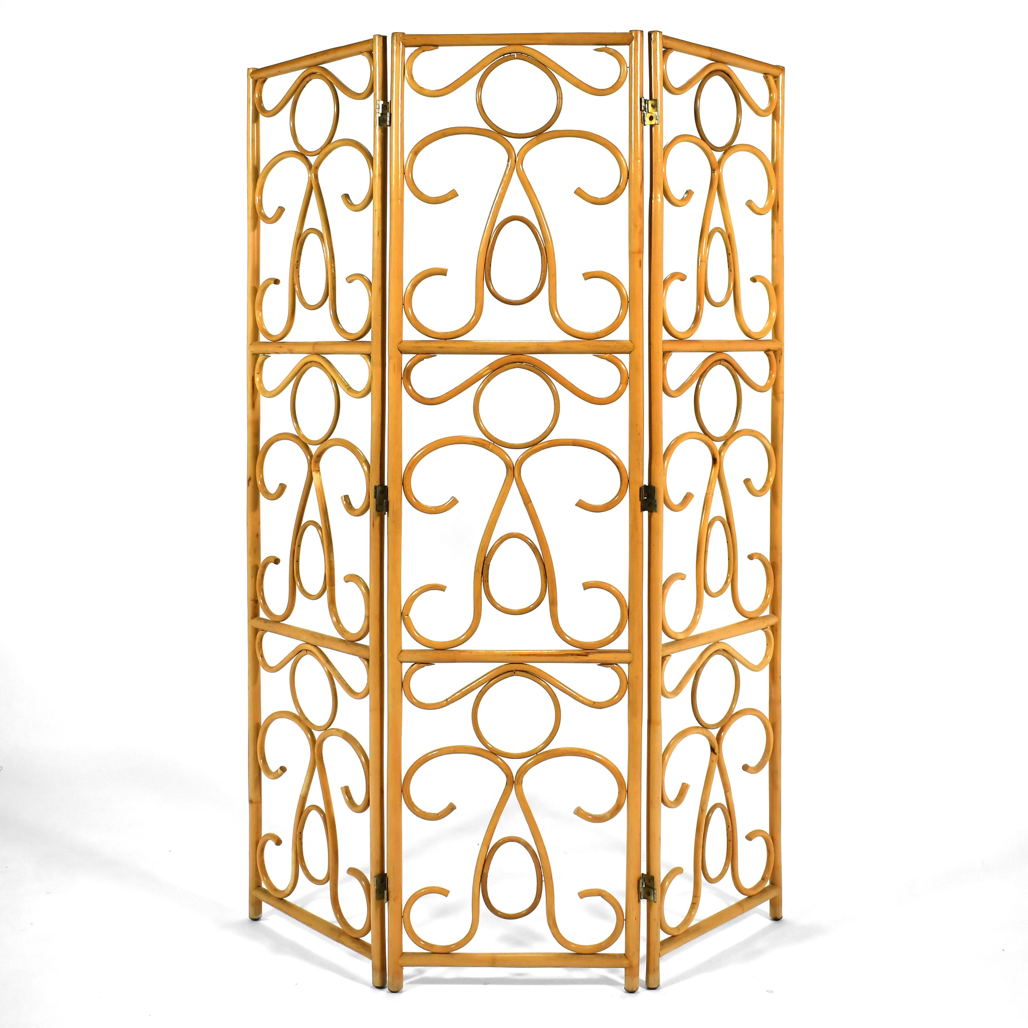 Americano Paravento in rattan a tre pannelli Foldes in vendita