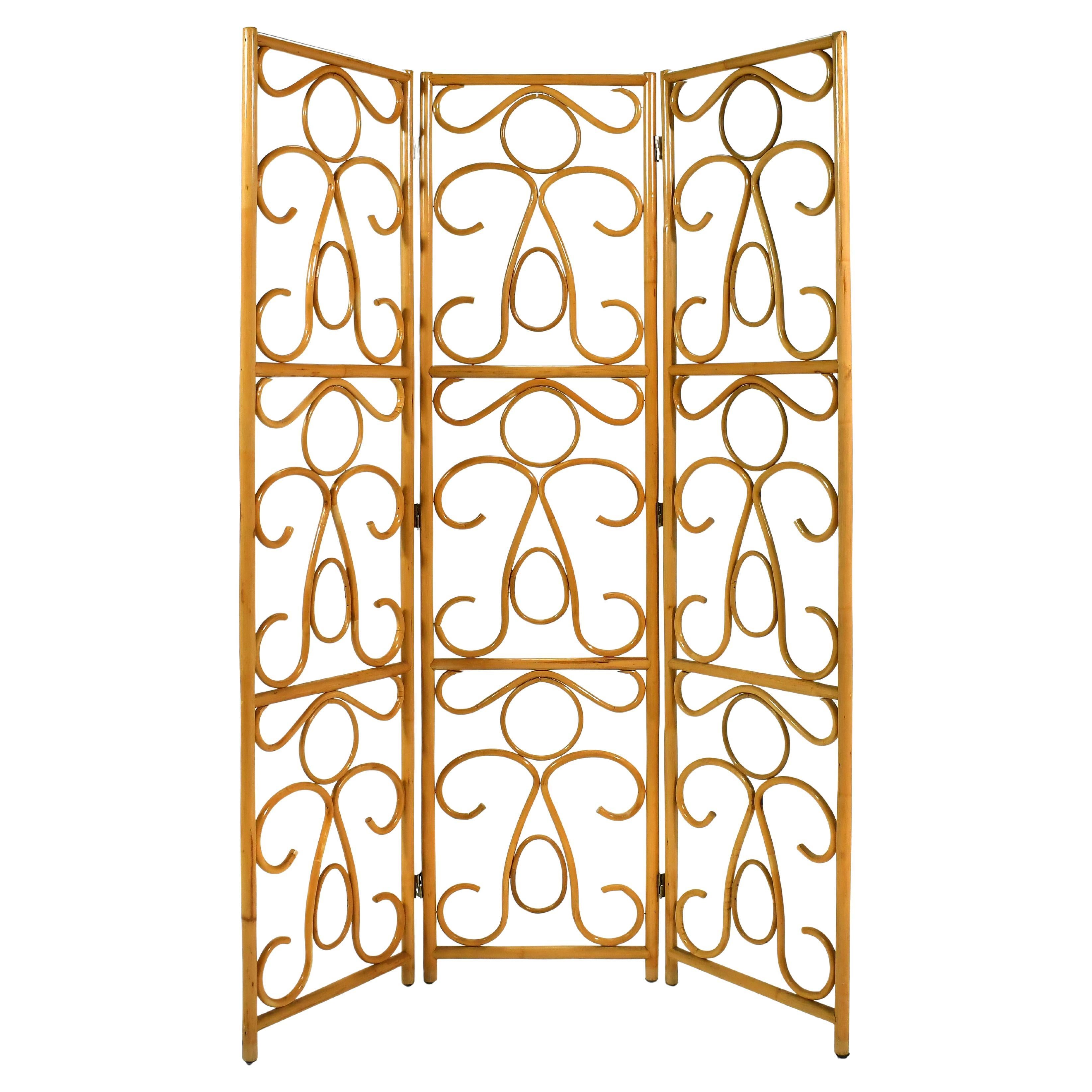 Paravento in rattan a tre pannelli Foldes