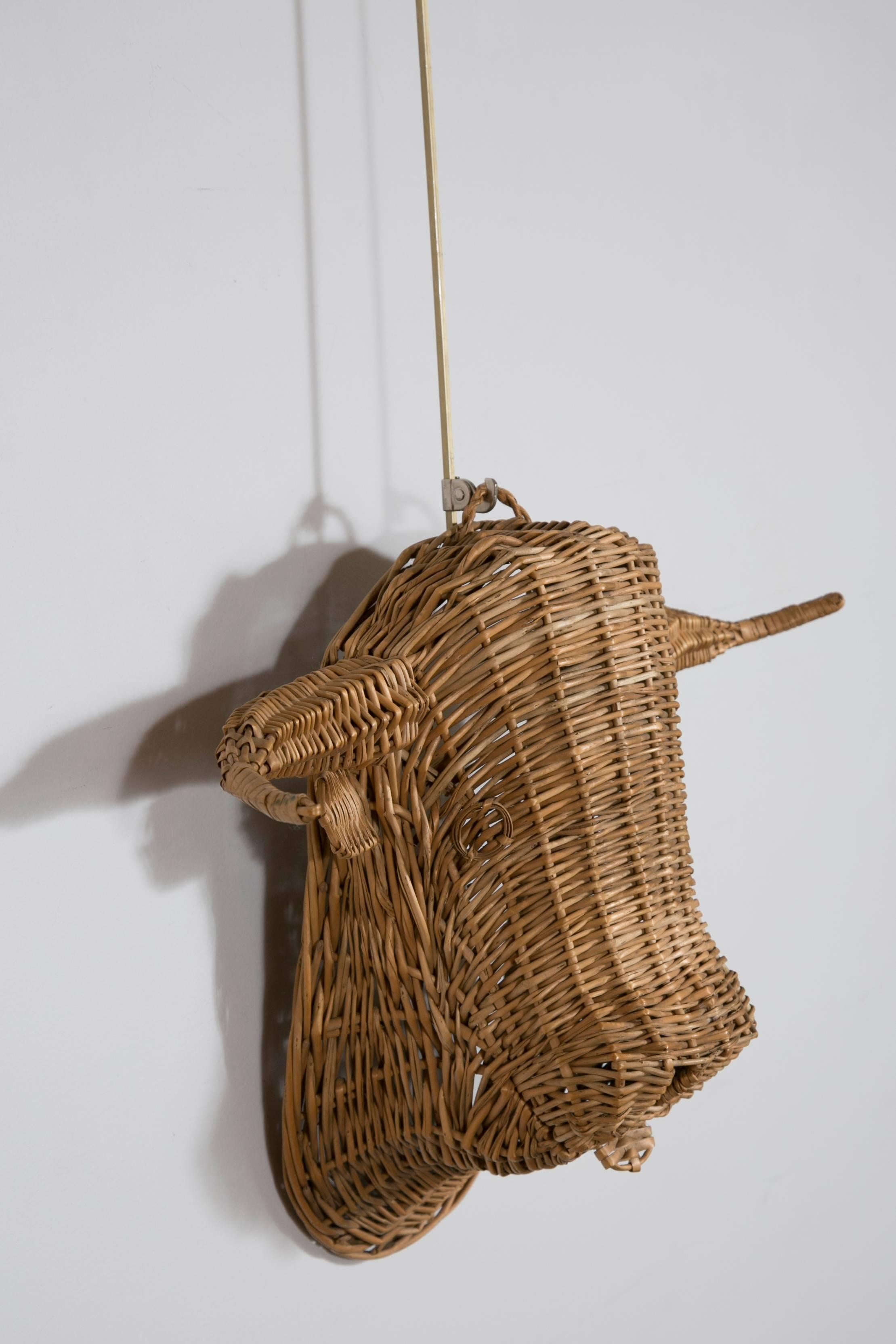 French Rattan Toro's Head, Camargue, 1970s