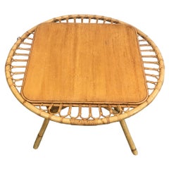 Tavolino da caffè a trampolino in rattan. Lavoro francese. Circa 1950