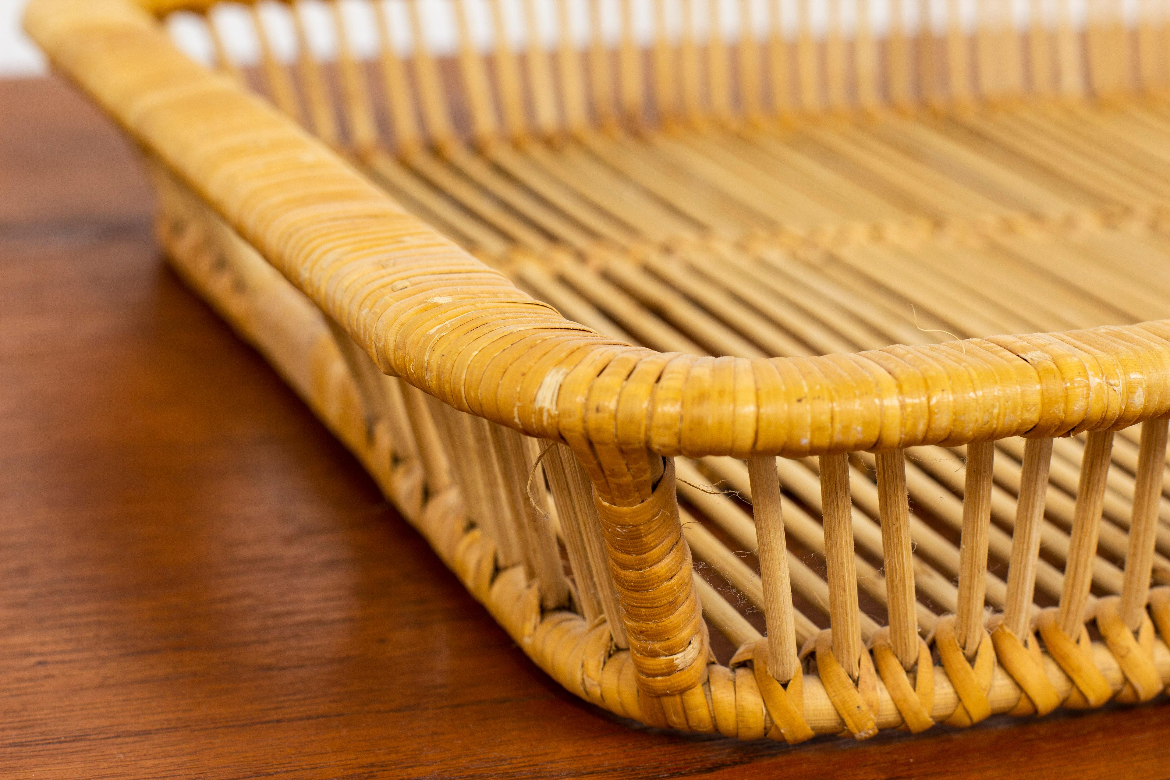 Mid-20th Century Rattan Tray Designed and Made by Artek in Finland During the 1960s For Sale