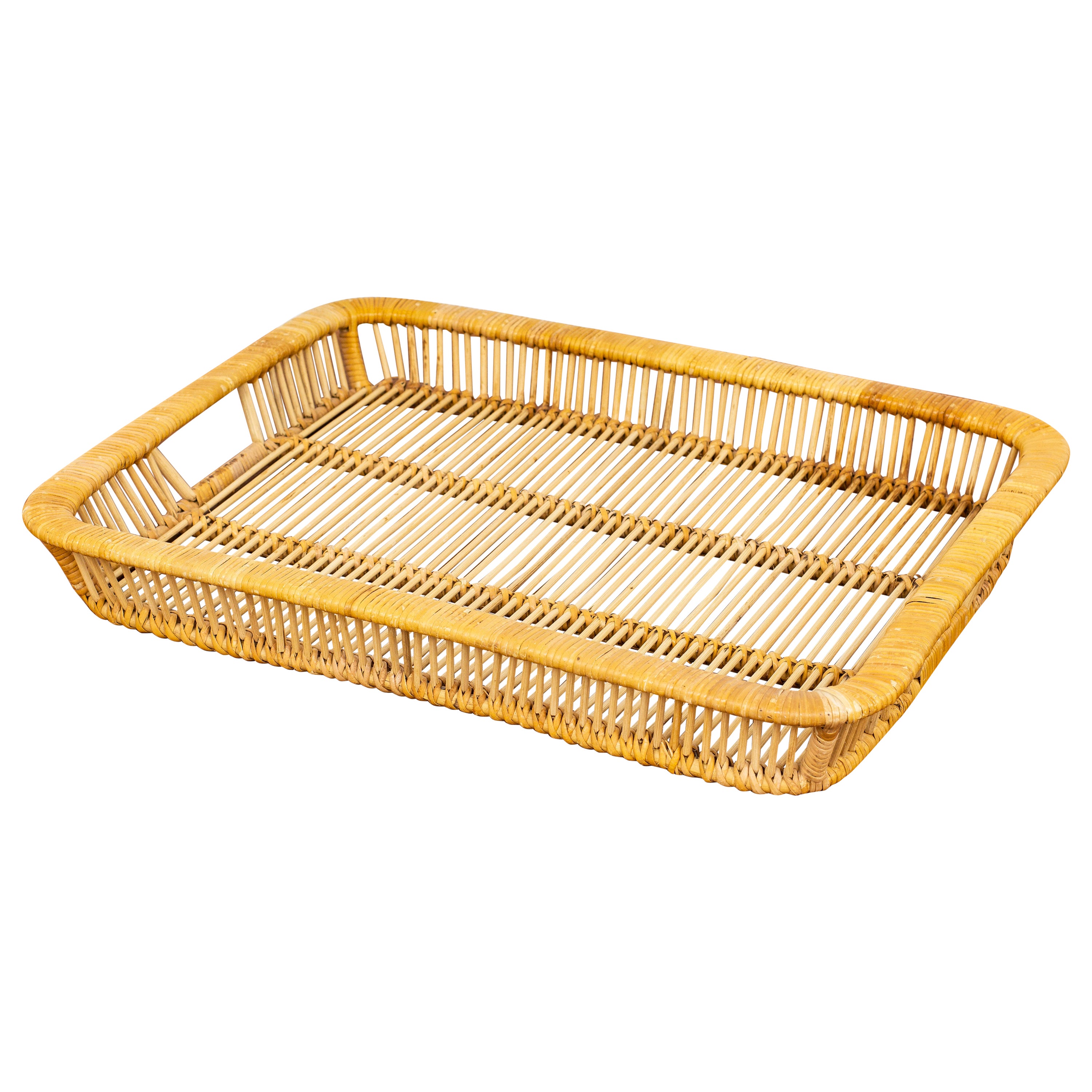 Rattan Tray Designed and Made by Artek in Finland During the 1960s