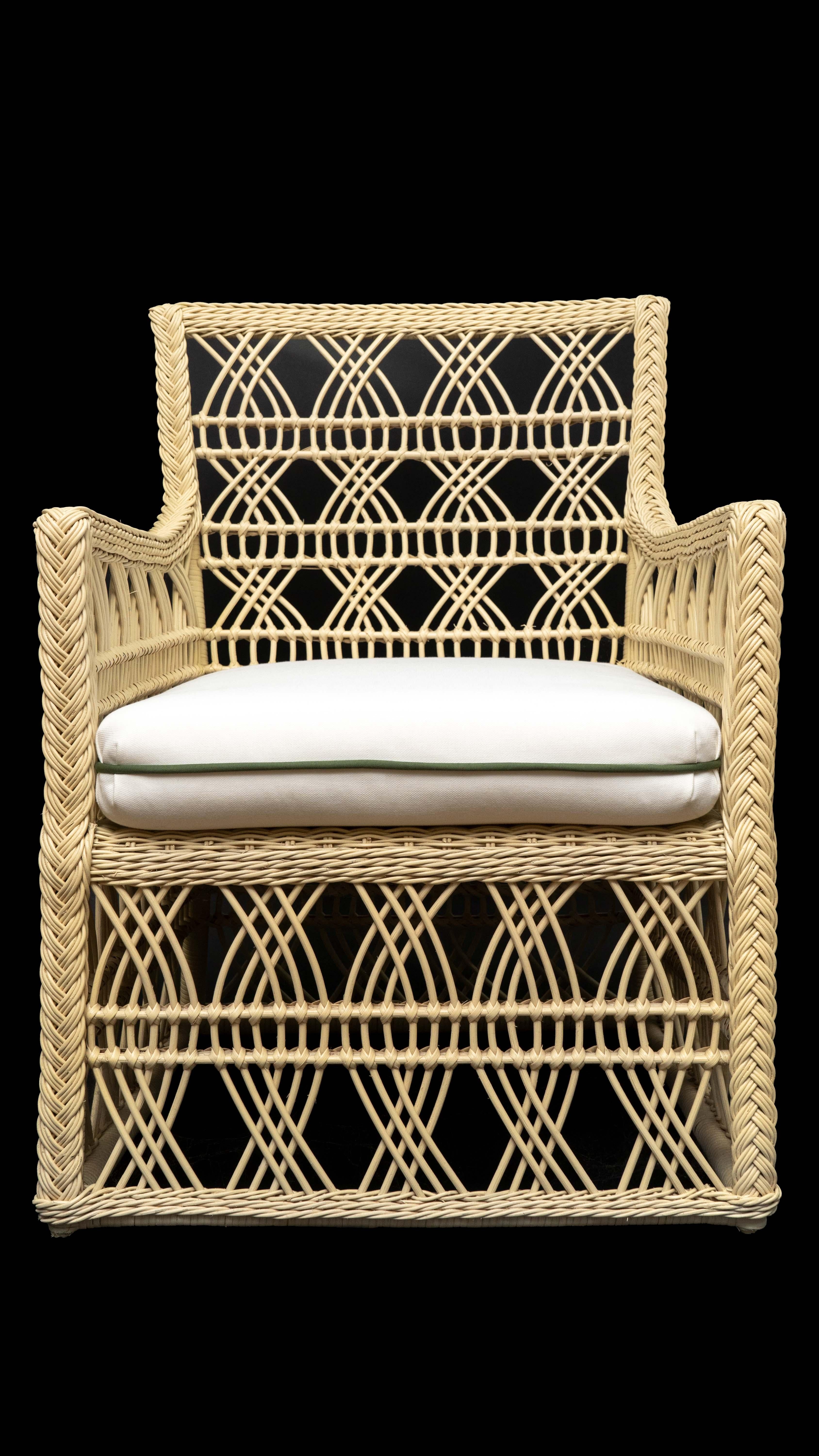 Rattan Trellis chair made for Creel and Gow in Tangier Morocco

Measures: 29
