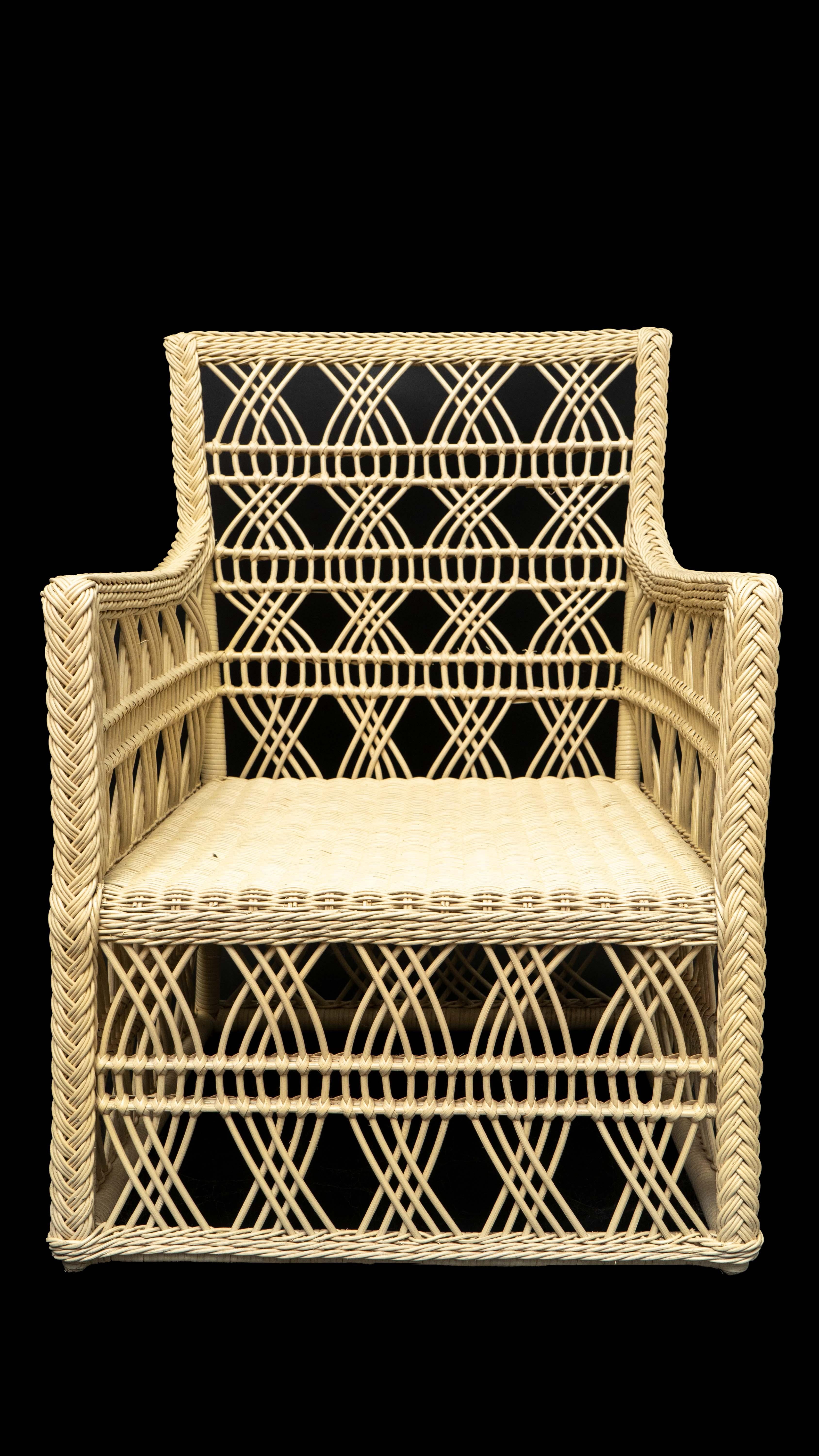Moroccan Rattan Trellis Chair For Sale
