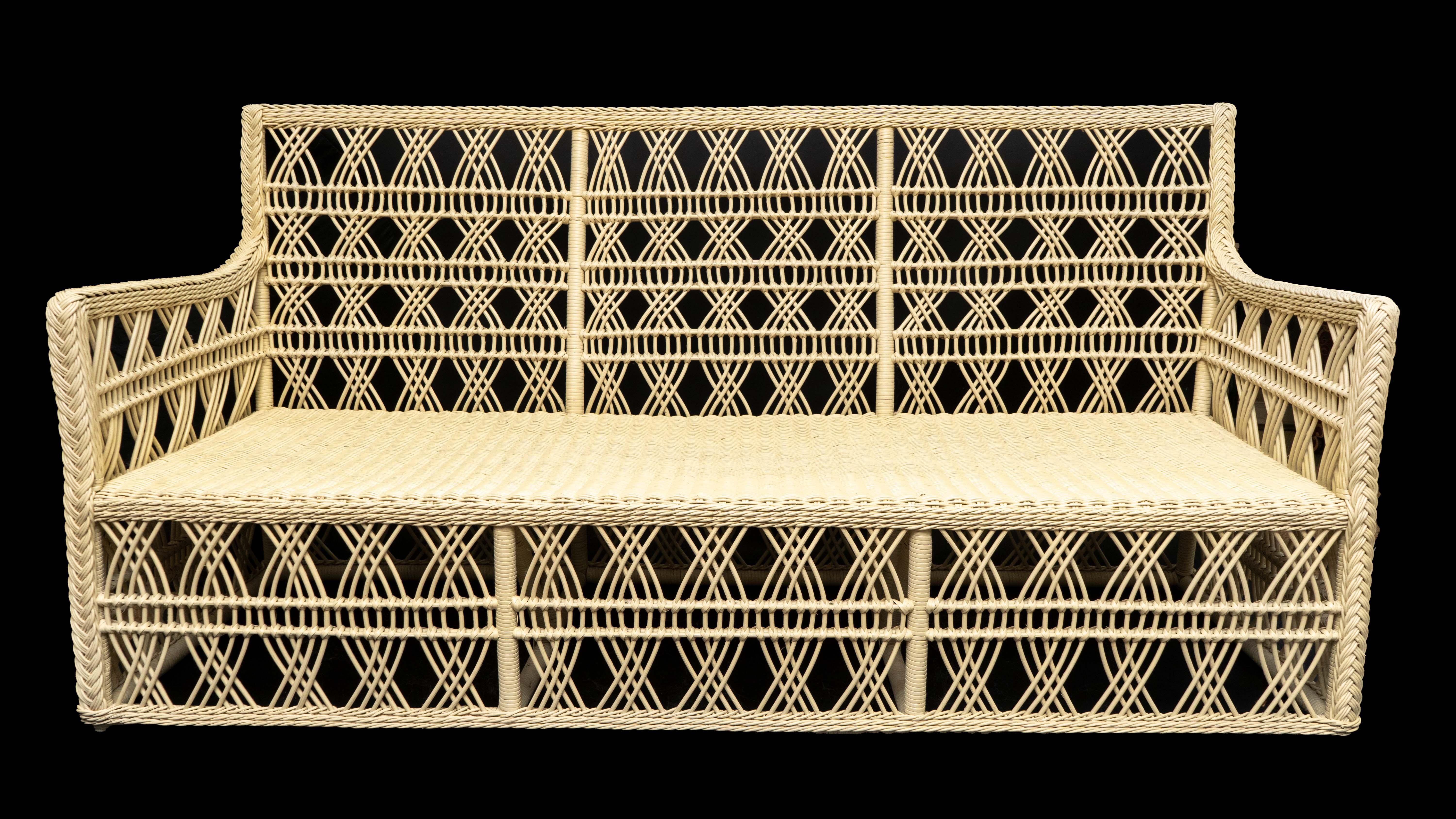 Moroccan Rattan Trellis Sofa by Creel and Gow For Sale