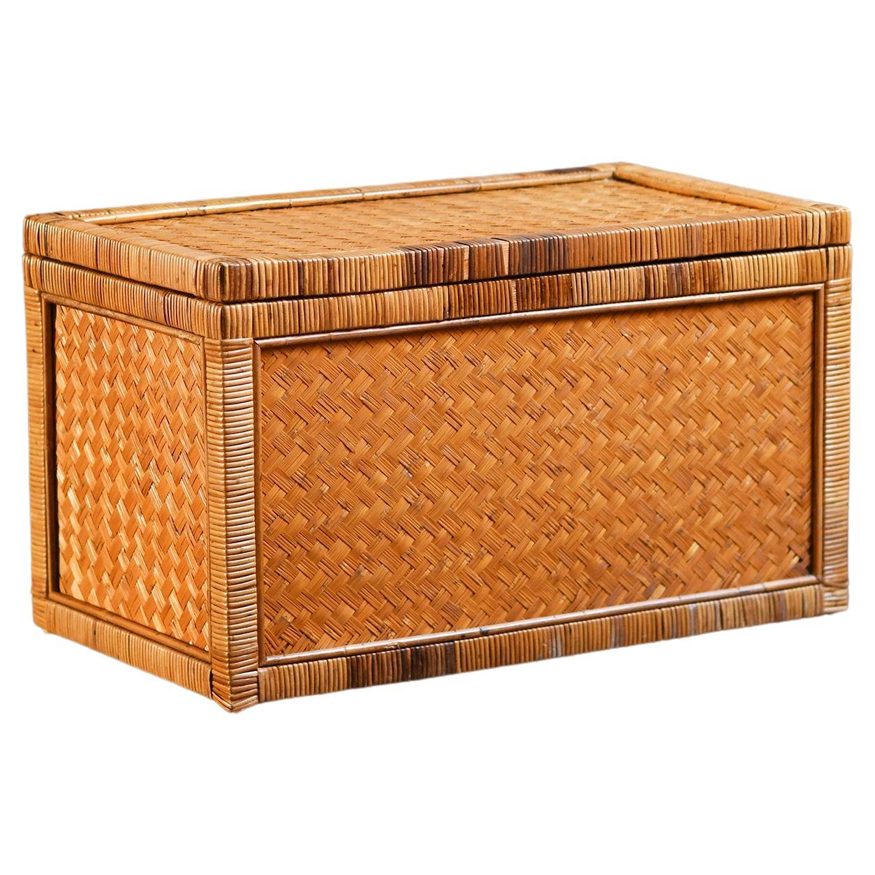 Rattan trunk, Italy 1980 For Sale