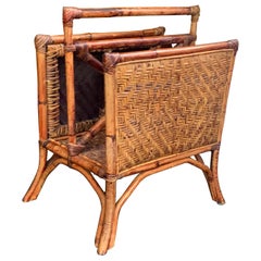 Rattan Two Section Magazine Rack with Handle