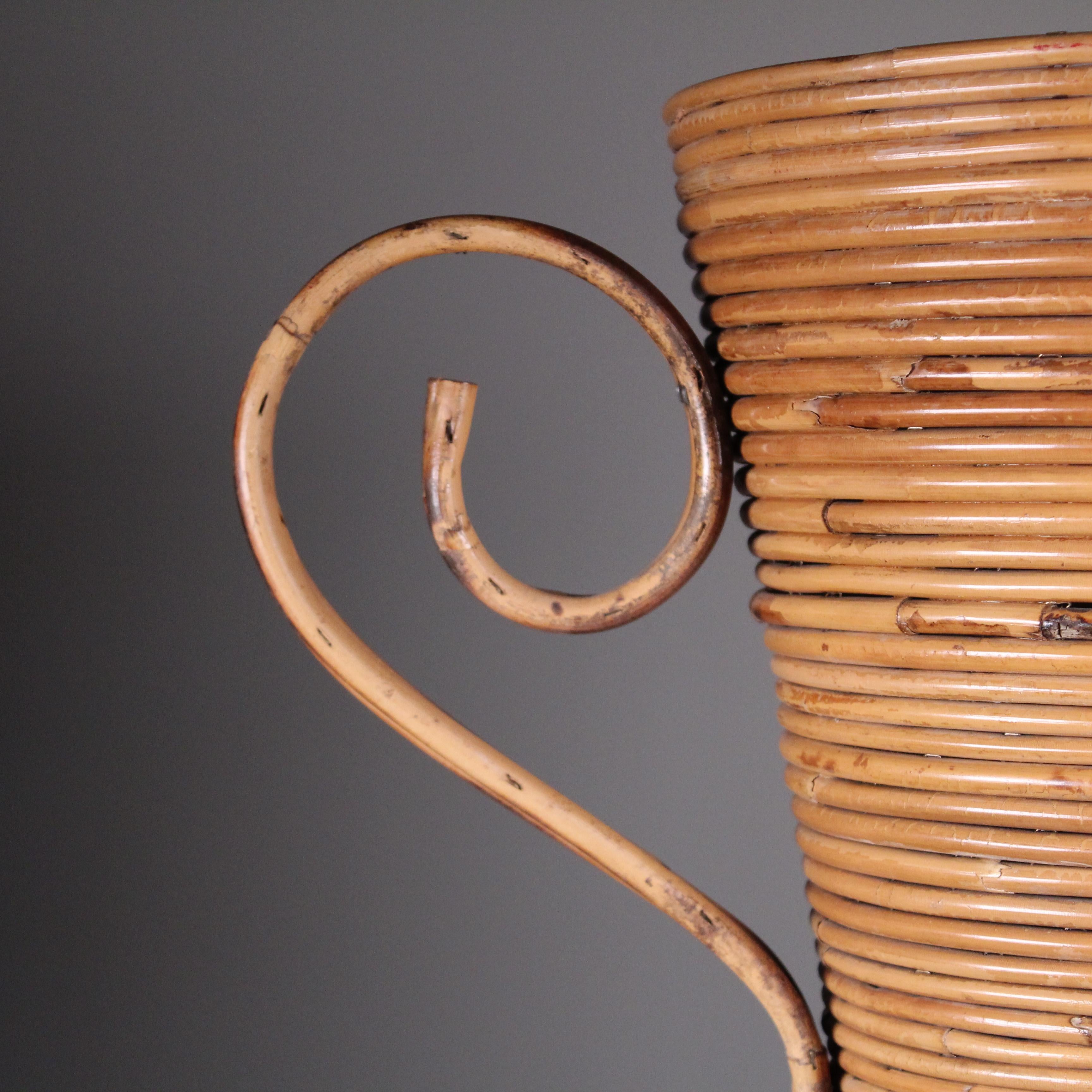 rattan vase with handles