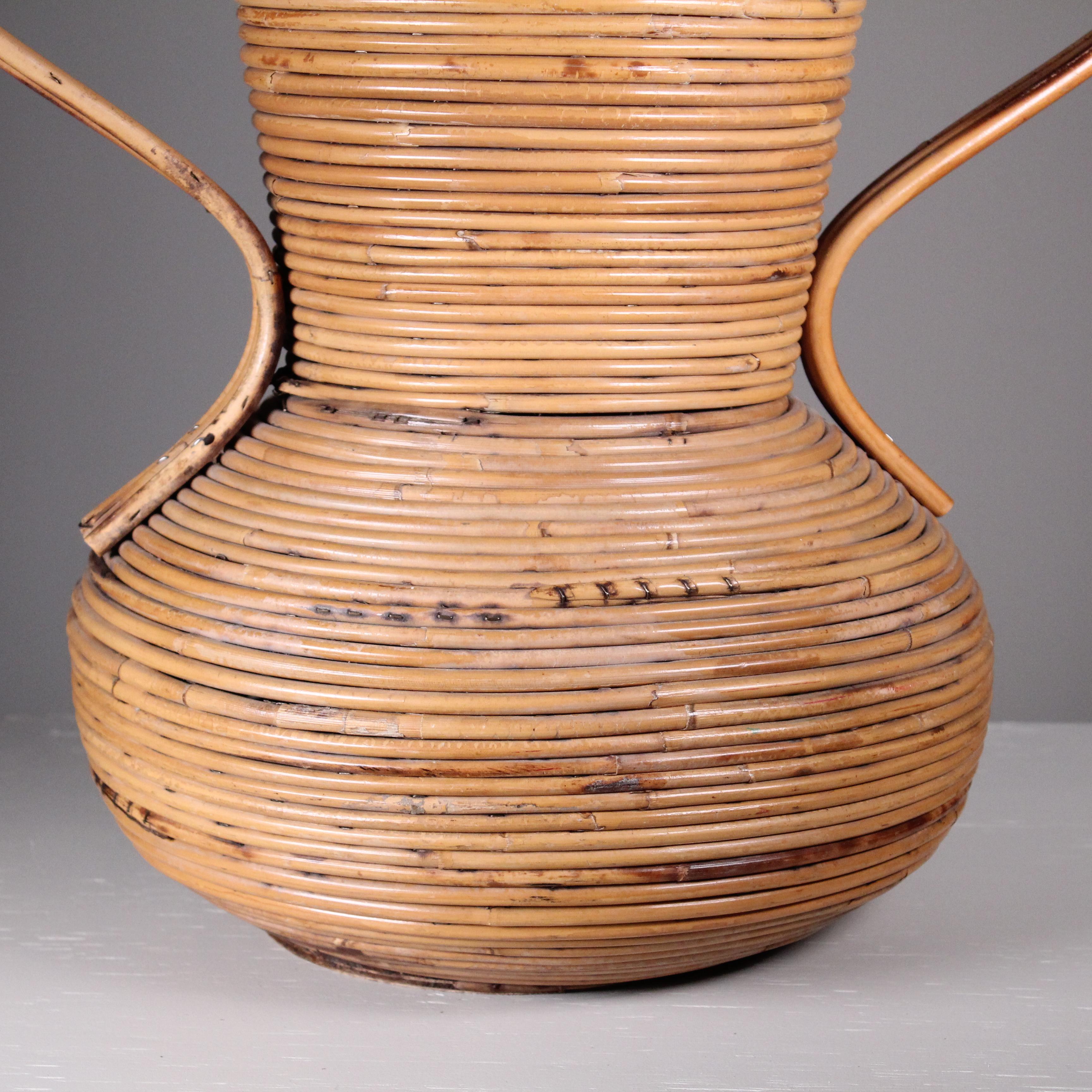 Italiano Vaso in rattan di Vivai del Sud, 1969 circa in vendita