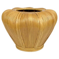 Vase en rotin Cachepot Plant Holder Italie, 1970