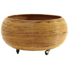 Rattan Vase Holder Basket, 1970s Rattan Vase Holder Basket, 1970s