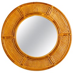 Rattan Vintage Mirror, Italy, 1980s