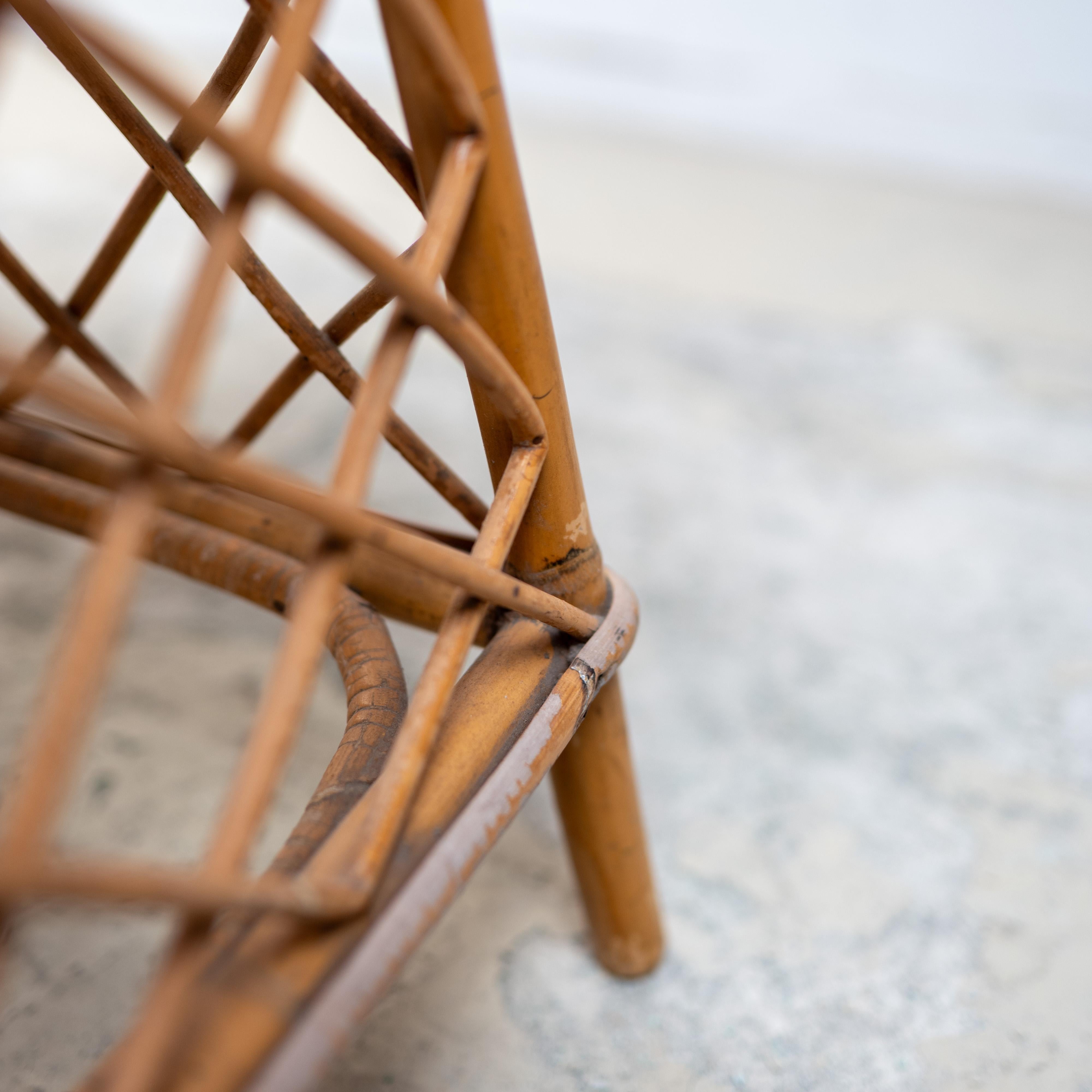 Table vintage en rotin, France, 1970 en vente 1