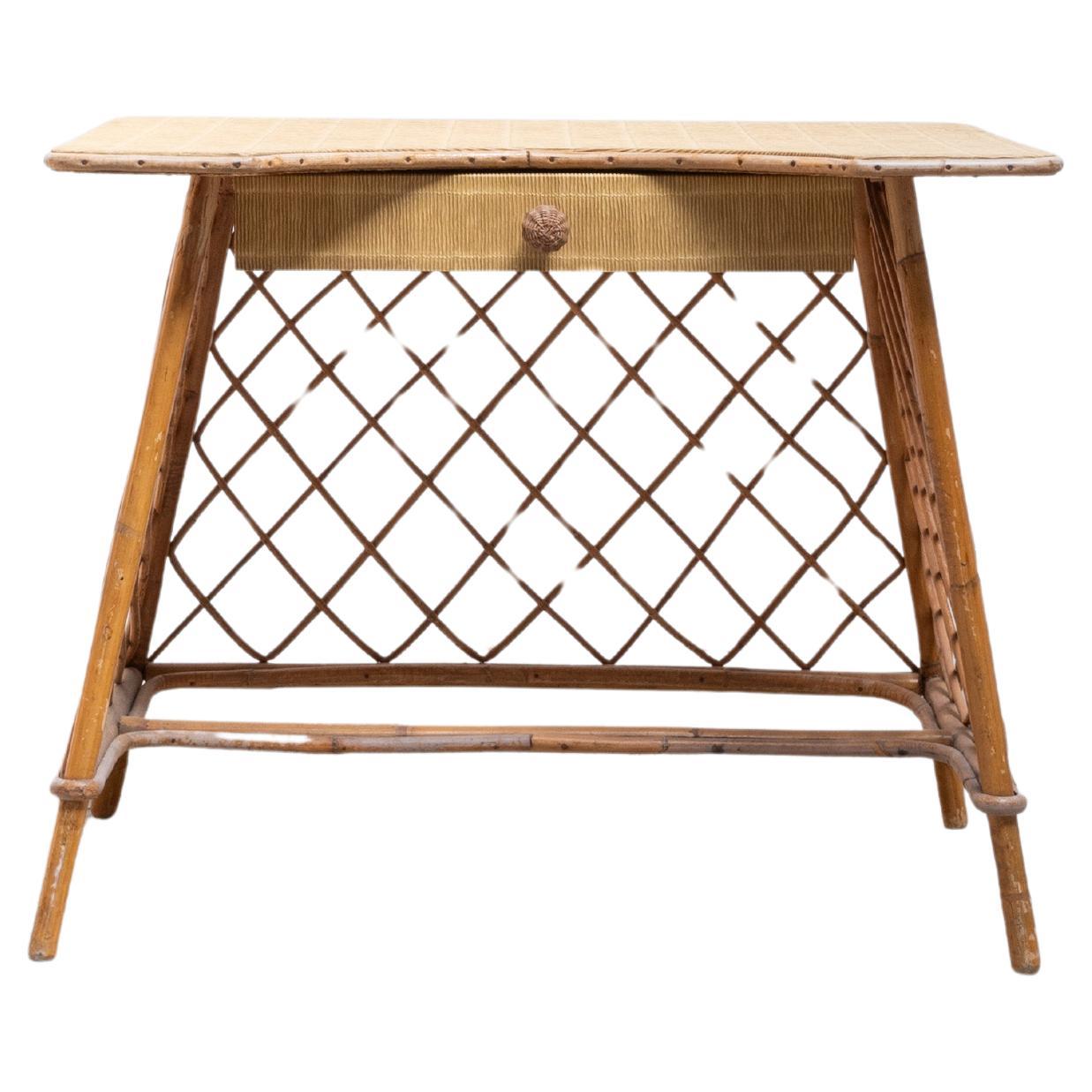 Rattan Vintage Table, France, 1970s