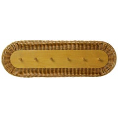 Rattan Wall Coat Rack, Czechoslovakia, 1970s