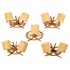 Rattan Wall Lamp Suite, Louis Sognot