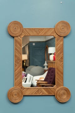 Wandspiegel aus Rattan von Rene Houben