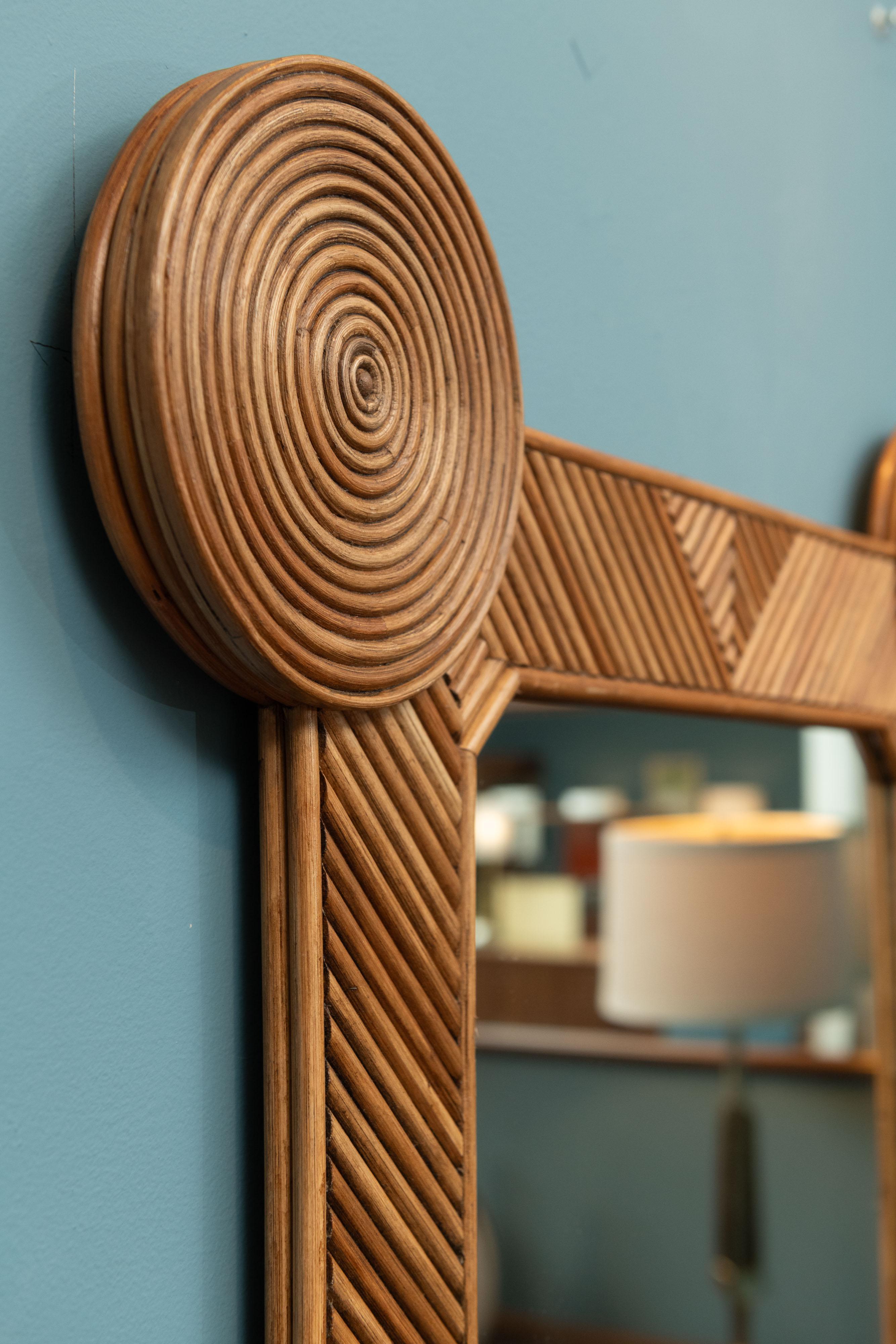 Wandspiegel aus Rattan von Rene Houben im Angebot 1