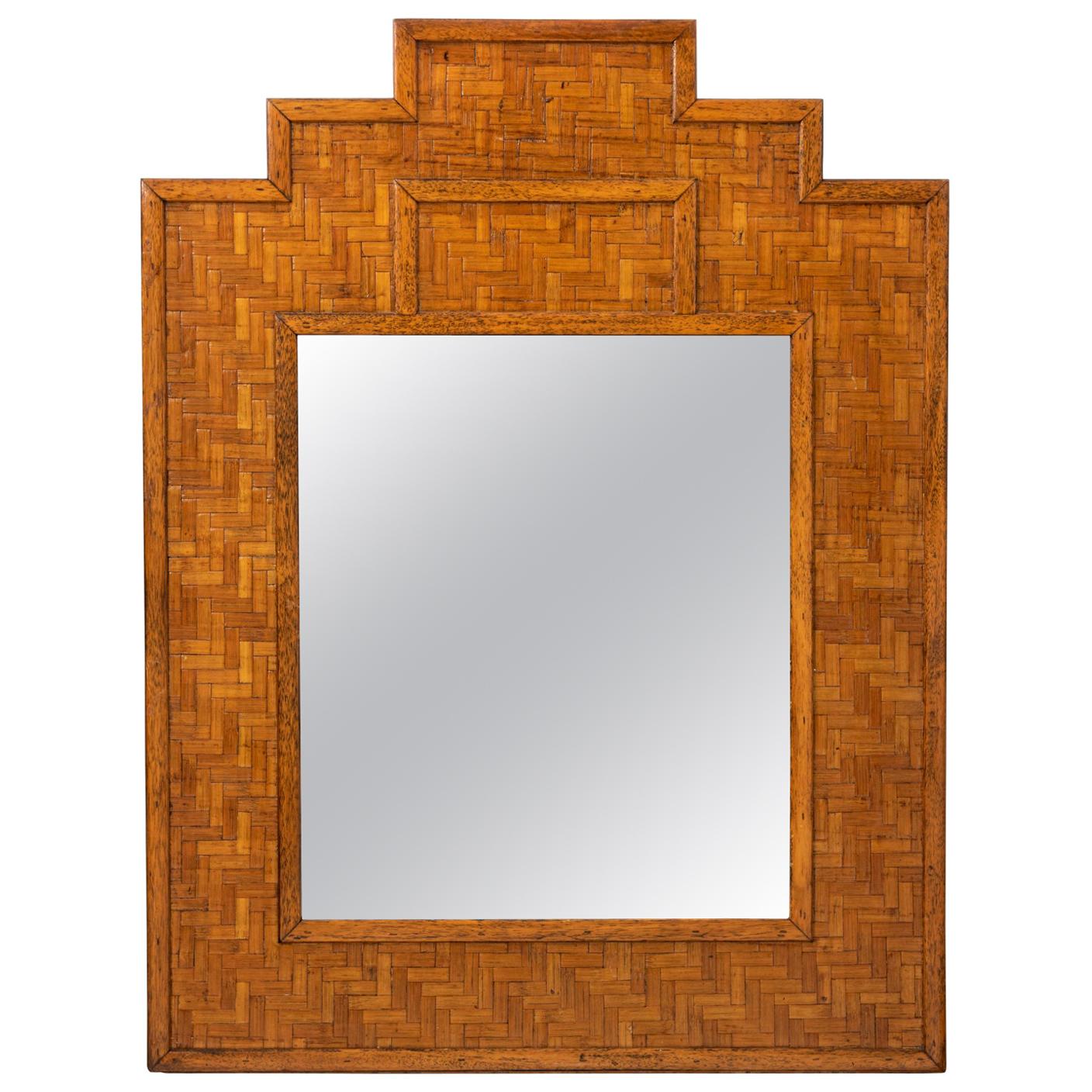 Rattan and Wicker Wall Mirror For Sale at 1stDibs