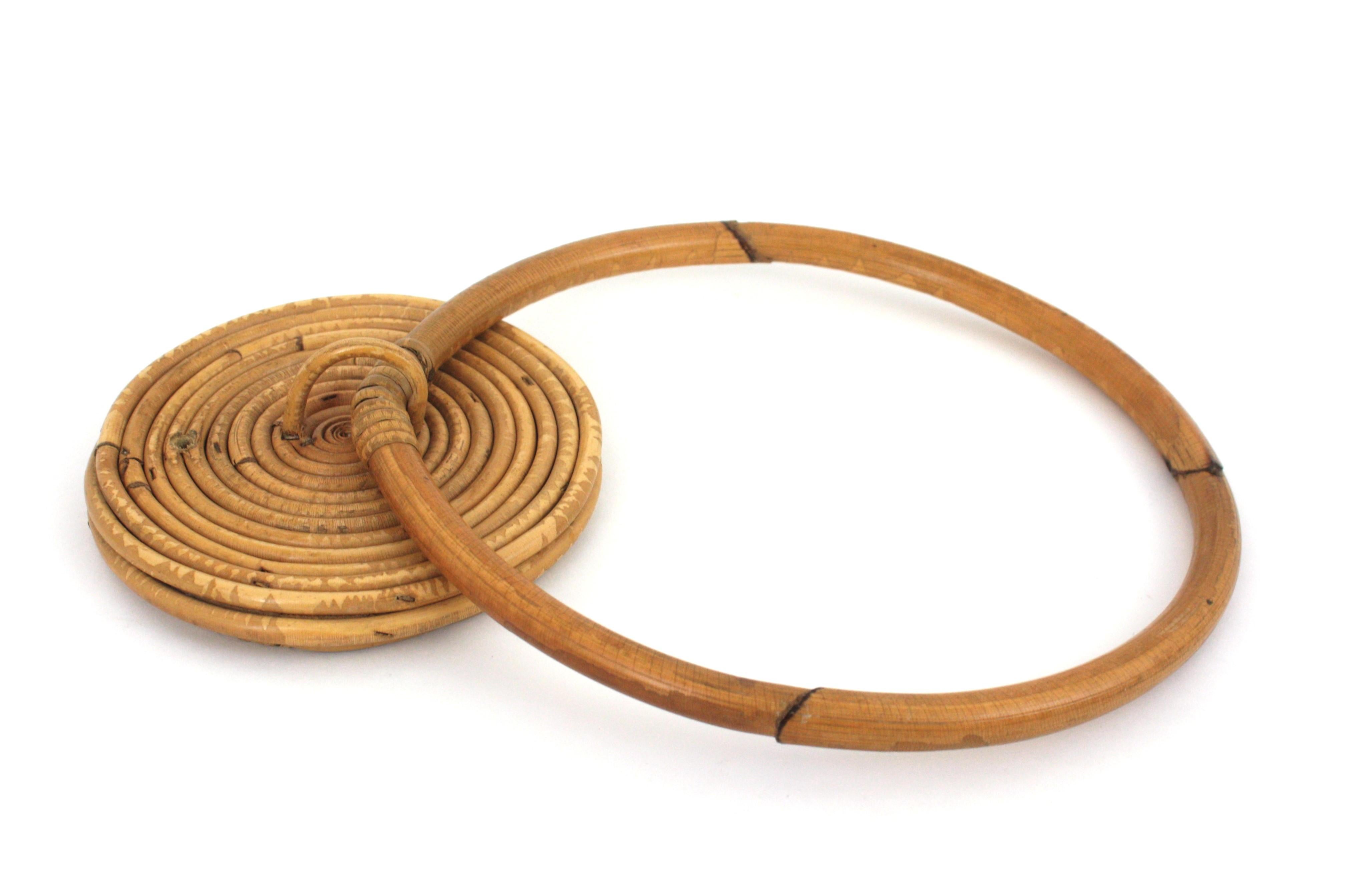 20th Century Rattan Wall Mounted Bathroom Accessories Set, 1950s For Sale