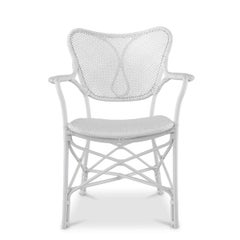 Rattan White With Arms Chair