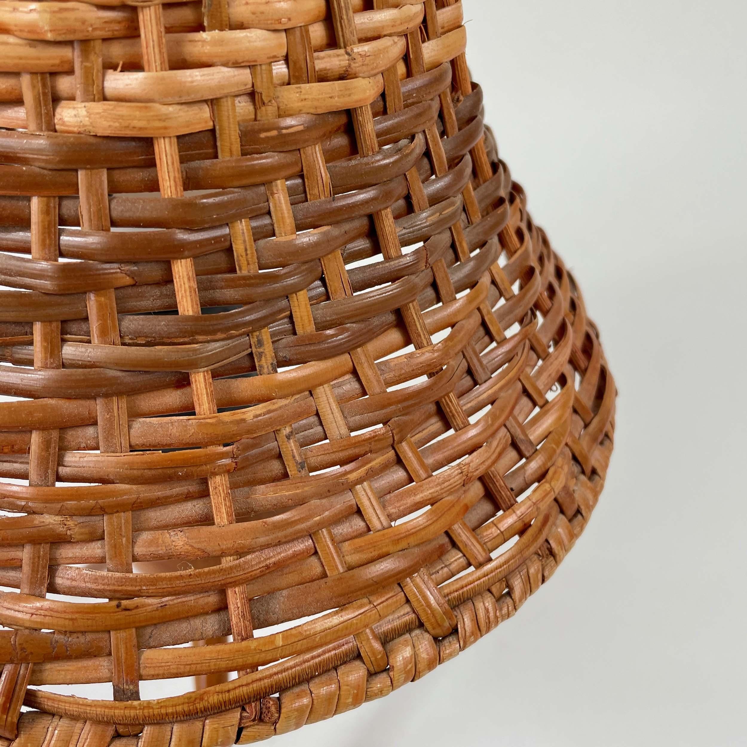 Rattan Wicker and Birch Tripod Table Lamp, Austria 1950s For Sale 8
