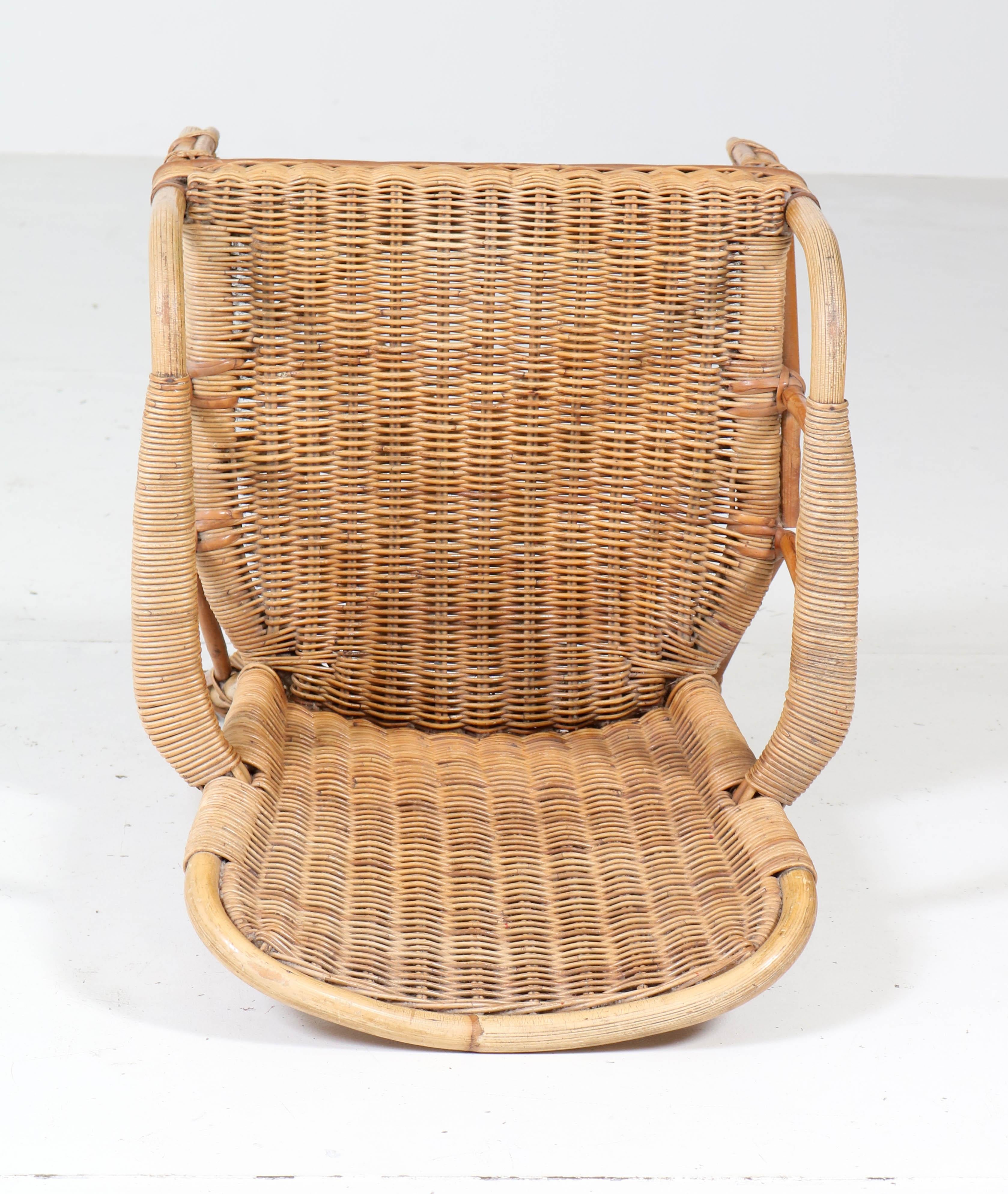 Mid-20th Century Rattan Wicker Art Deco Children's Armchair, 1930s