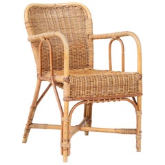 Rattan Wicker Art Deco Children's Armchair, 1930s