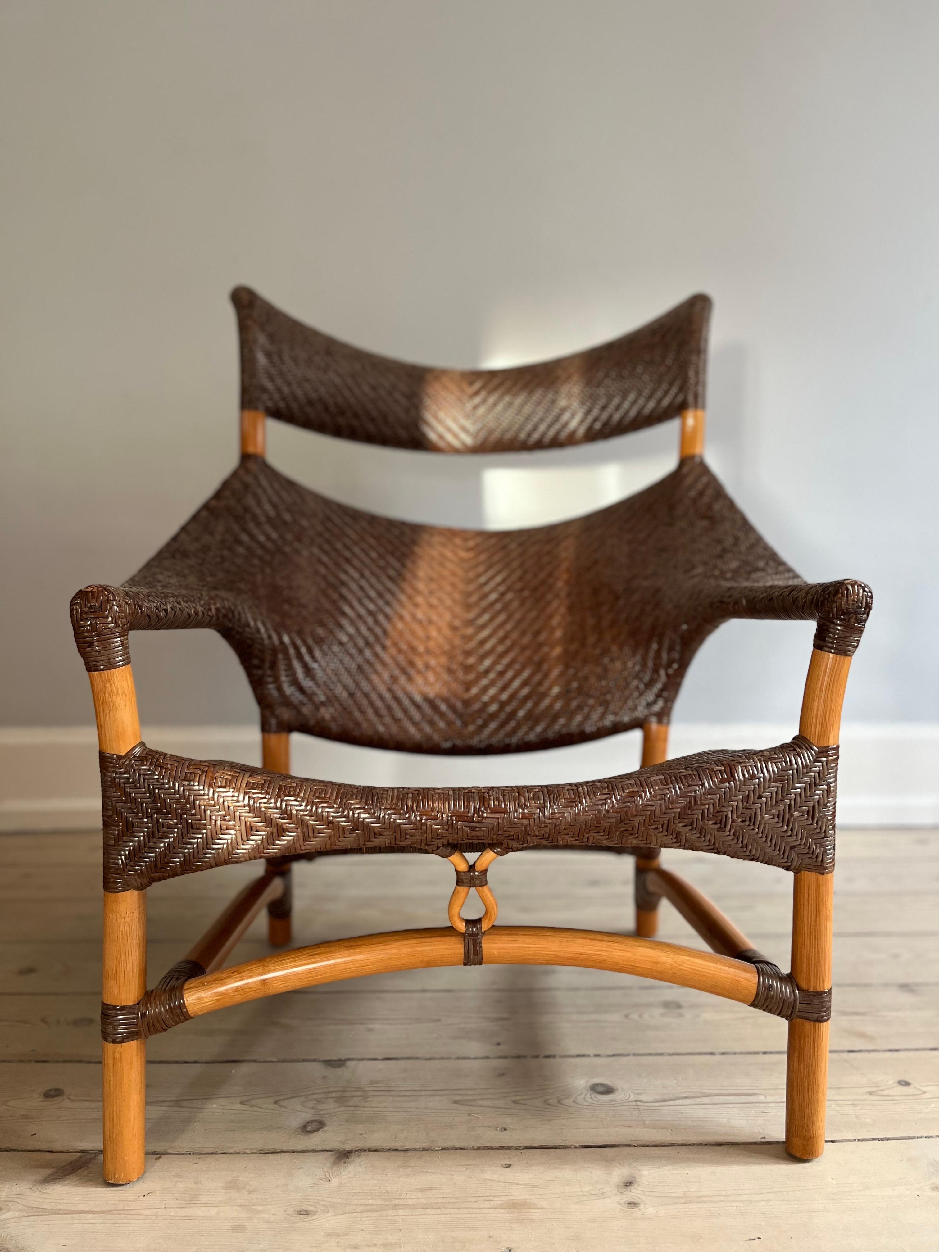 Anglo-Japanese Rattan/wicker bamboo lounge chair by Yuzuru Yamakawa
