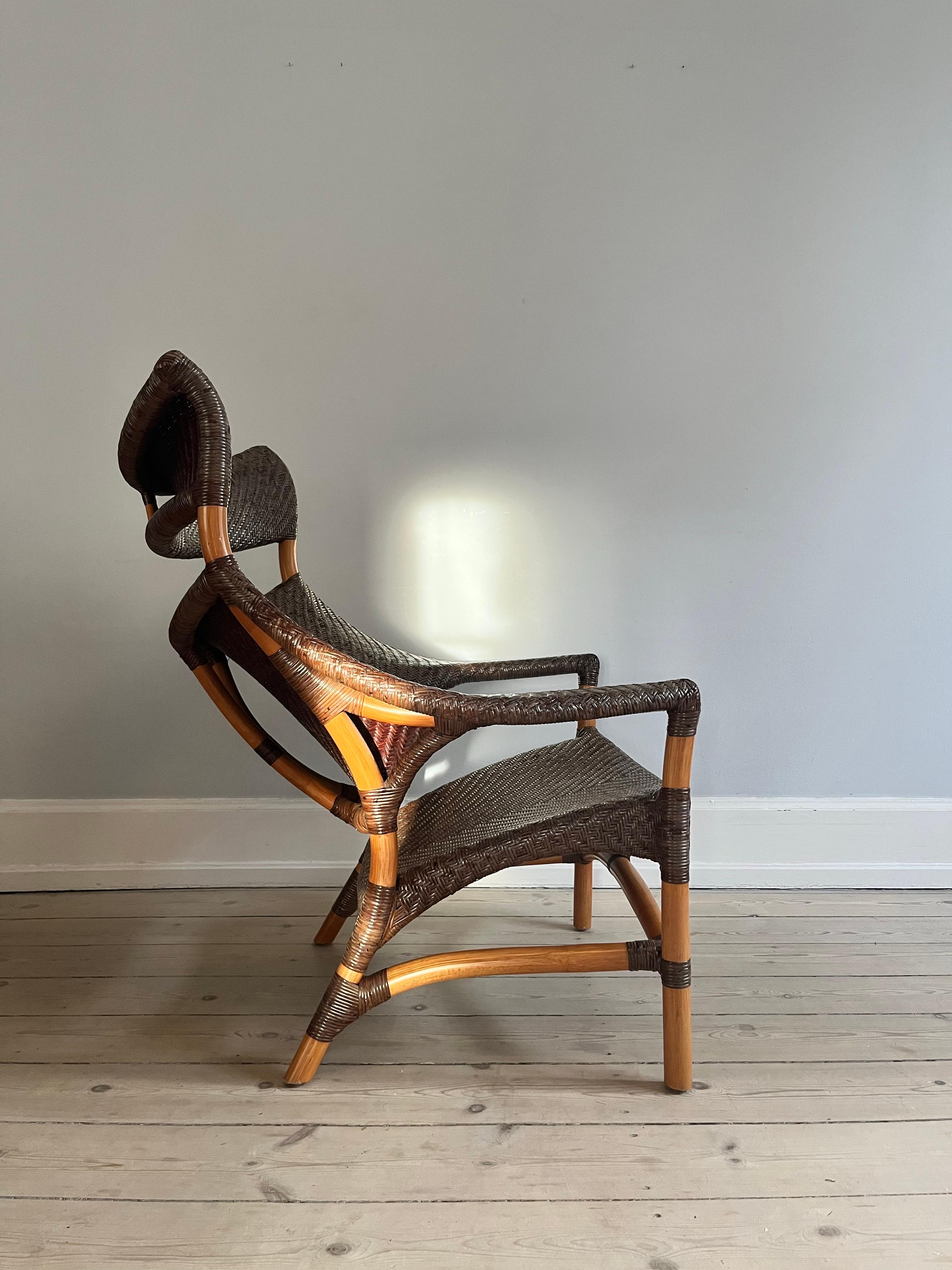 Late 20th Century Rattan/wicker bamboo lounge chair by Yuzuru Yamakawa