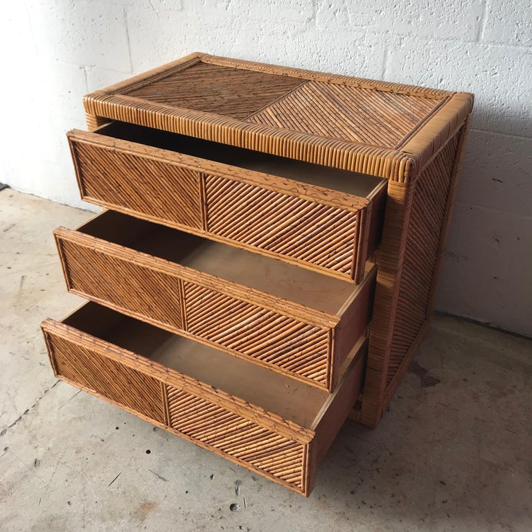 Rattan Wicker Bamboo Reed Dresser or Chest of Drawers at 1stDibs