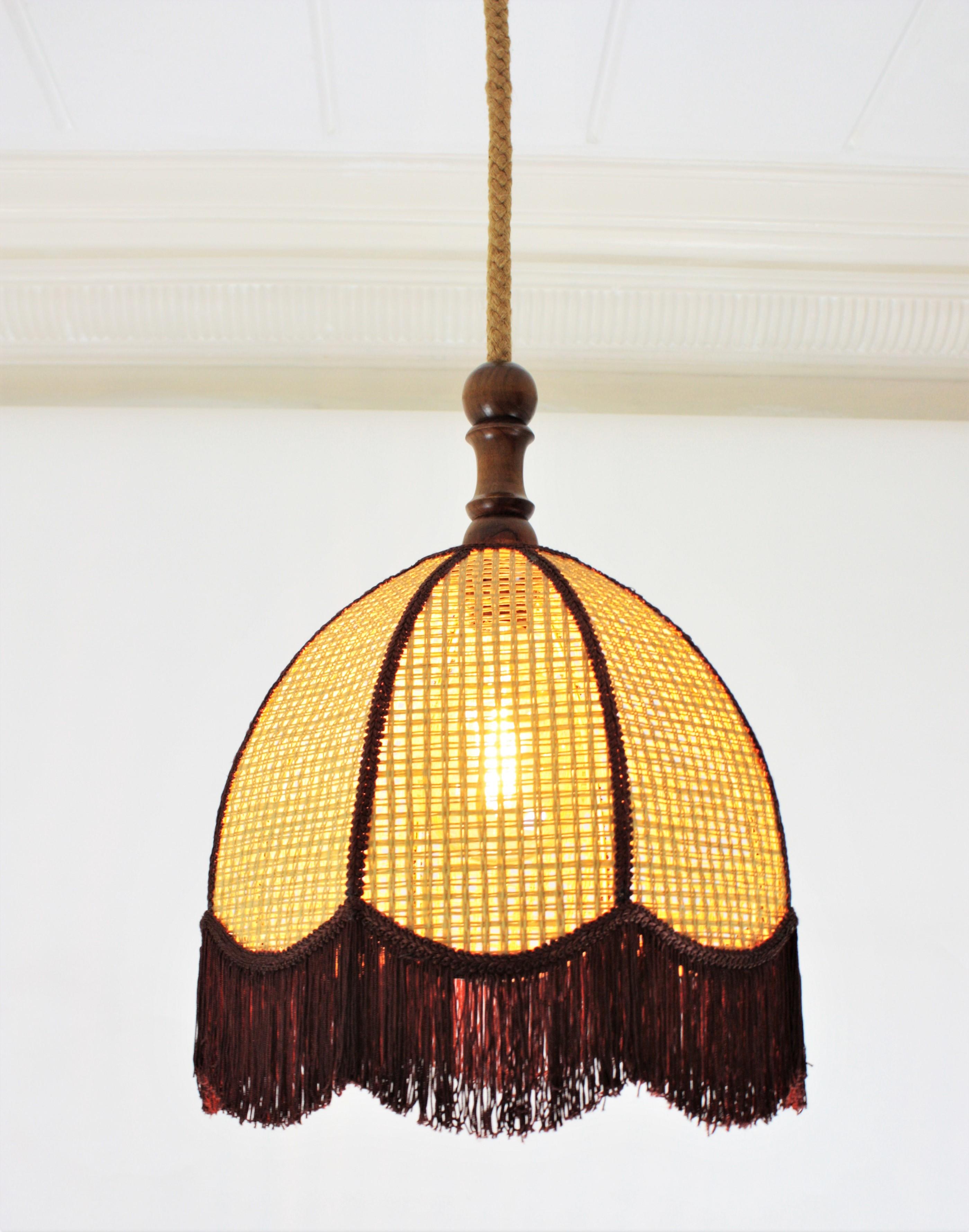 vintage wicker hanging lamp