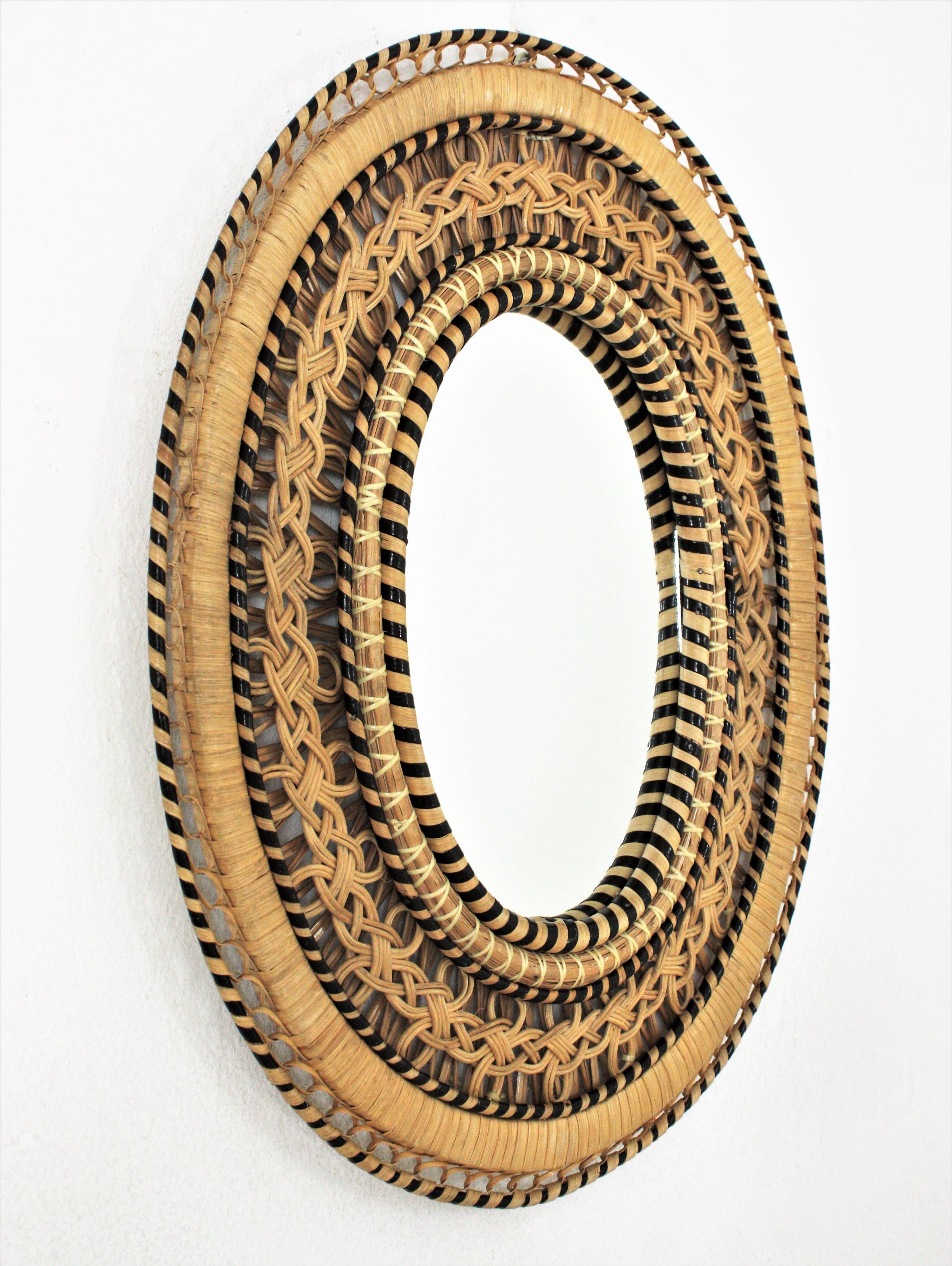 black wicker mirror