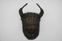Rattan Wicker Bull Head in Dark Brown, 1960s