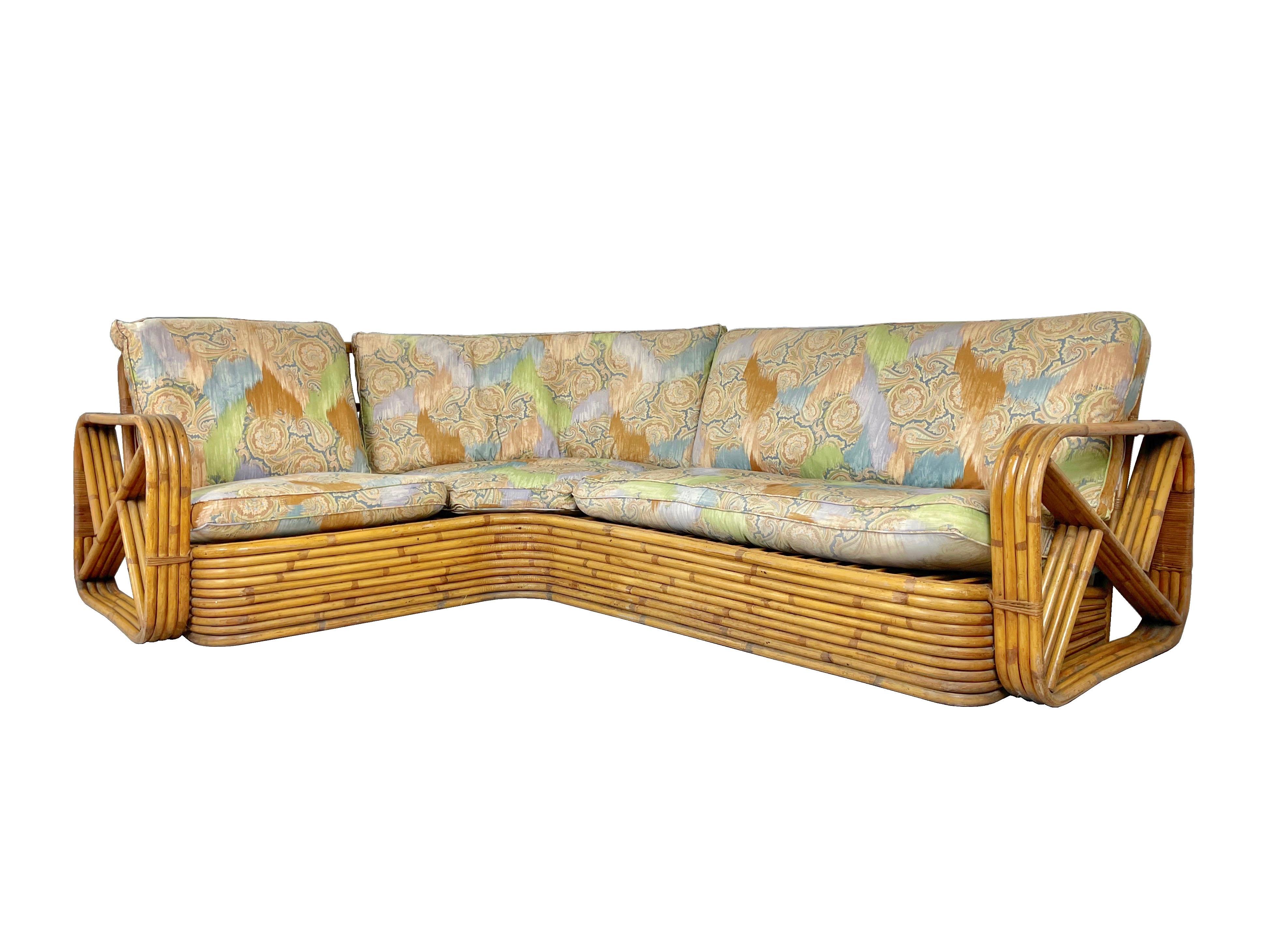 Sofa aus Rattan und Korbweide im Paul-Frankl-Stil, Italien, 1940er Jahre (Moderne der Mitte des Jahrhunderts) im Angebot